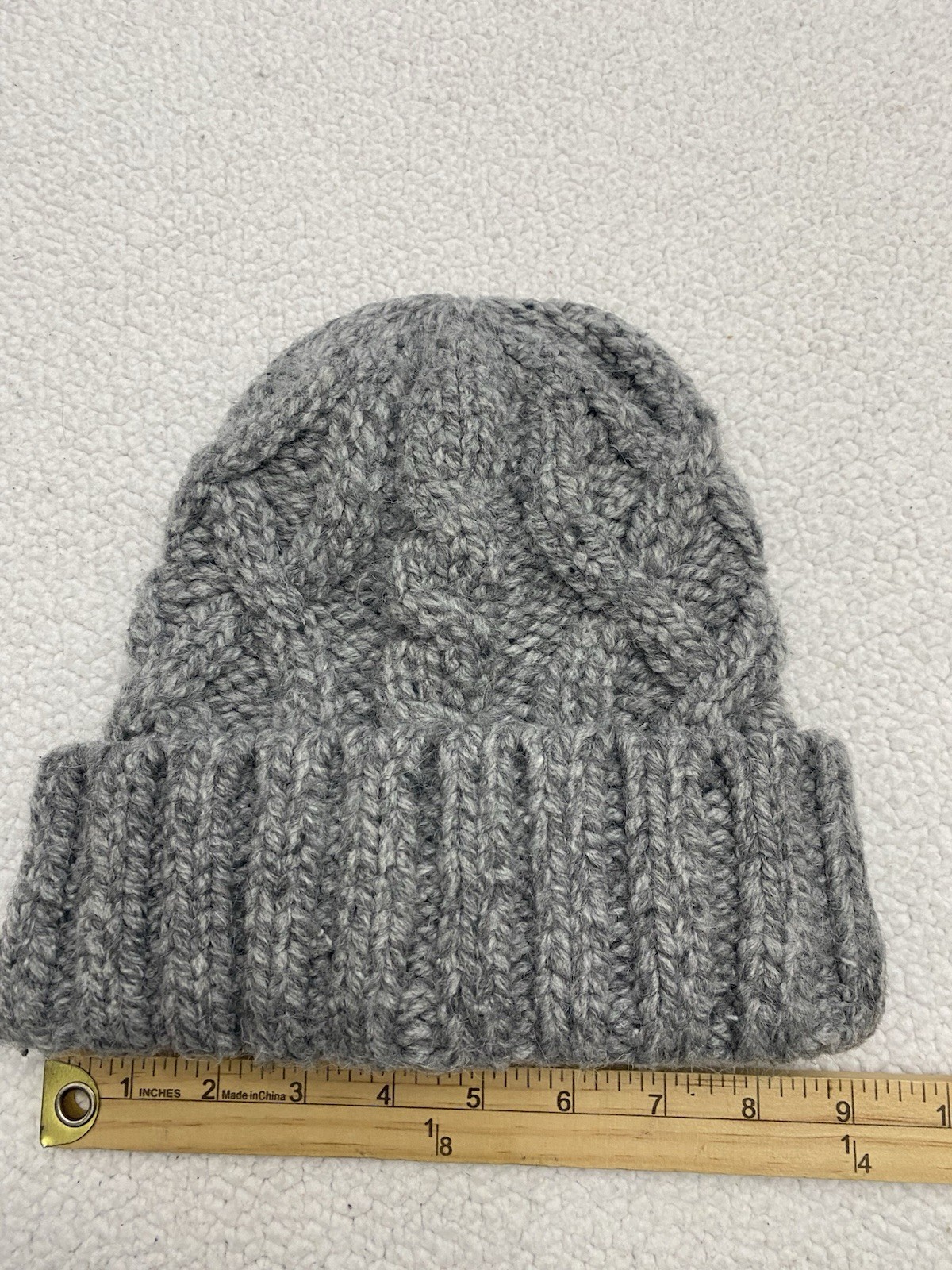 american eagle Cable Knit Beanie Gray Adult One Size Acrylic Blend B19