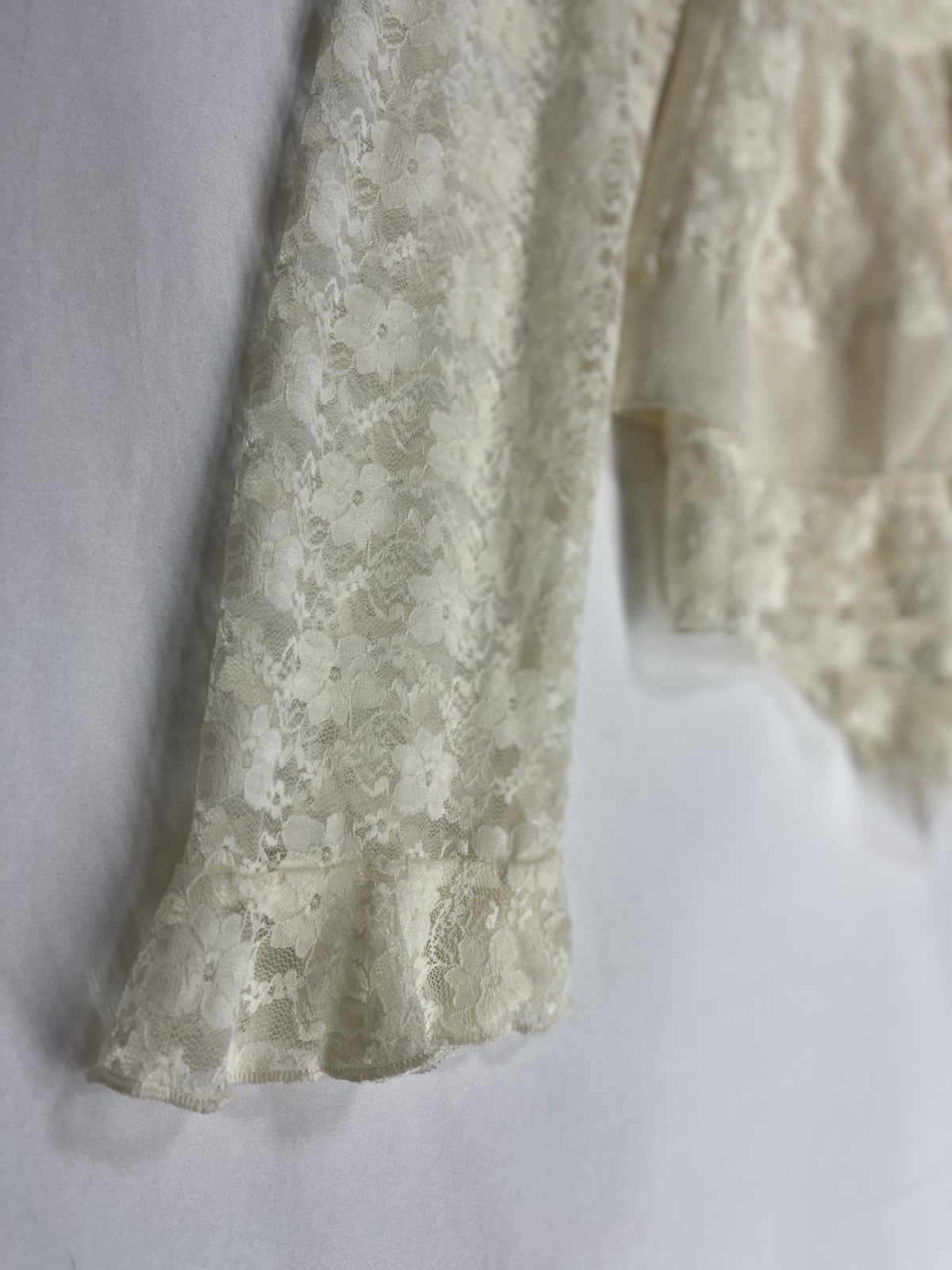 NWT Altar’d State Ivory Lillian Lace Babydoll Top Size L Boho Romantic Coquette