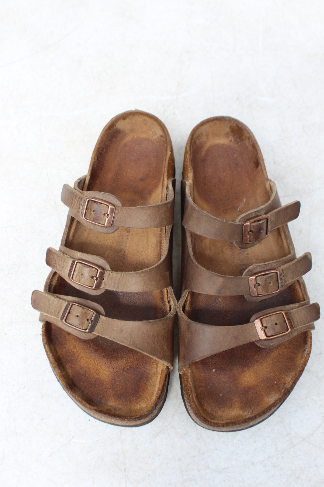 Birkenstock Florida 39 Soft Footbed Ladies 8 Mocha Brown Leather 3-Strap Germany