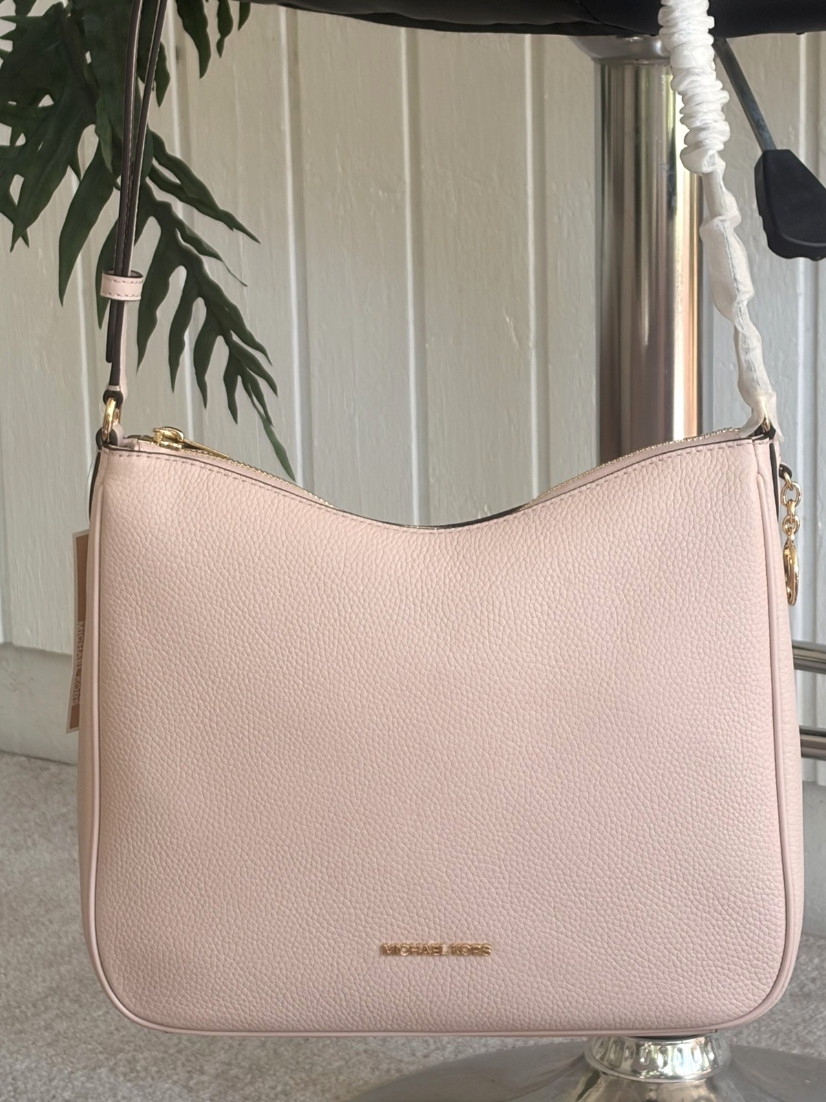 MICHAEL KORS NAYLA MEDIUM ZIP MESSENGER CROSSBODY BAG TOTE MK PINK LEATHER GOLD