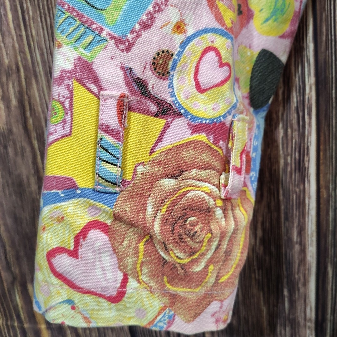 Fiorucci Trench Coat Pop Art Jacket Graphic Roses Mermaid Coquette L AOP VTG