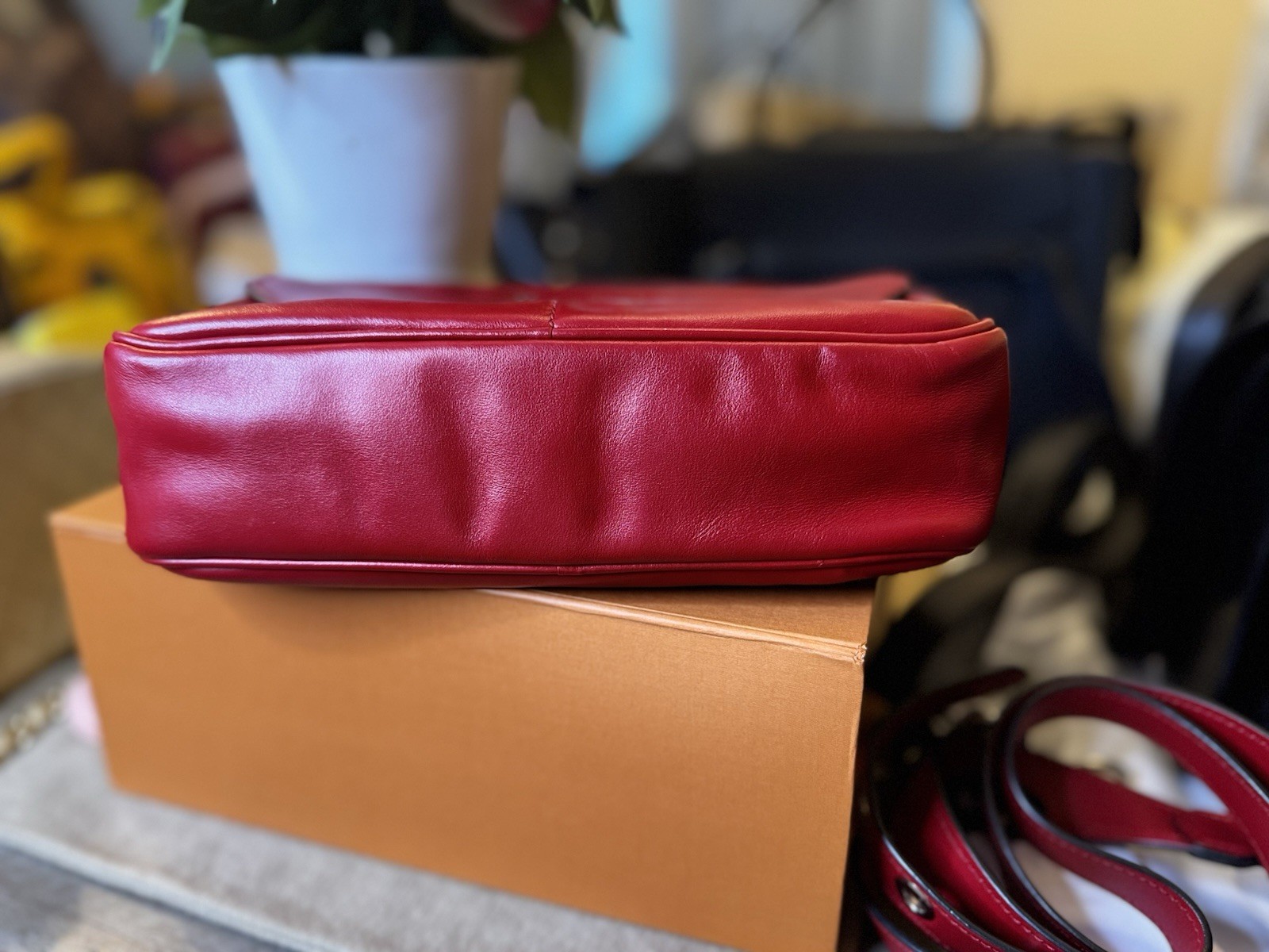 Miu Miu Lambskin Shoulder Bag Red