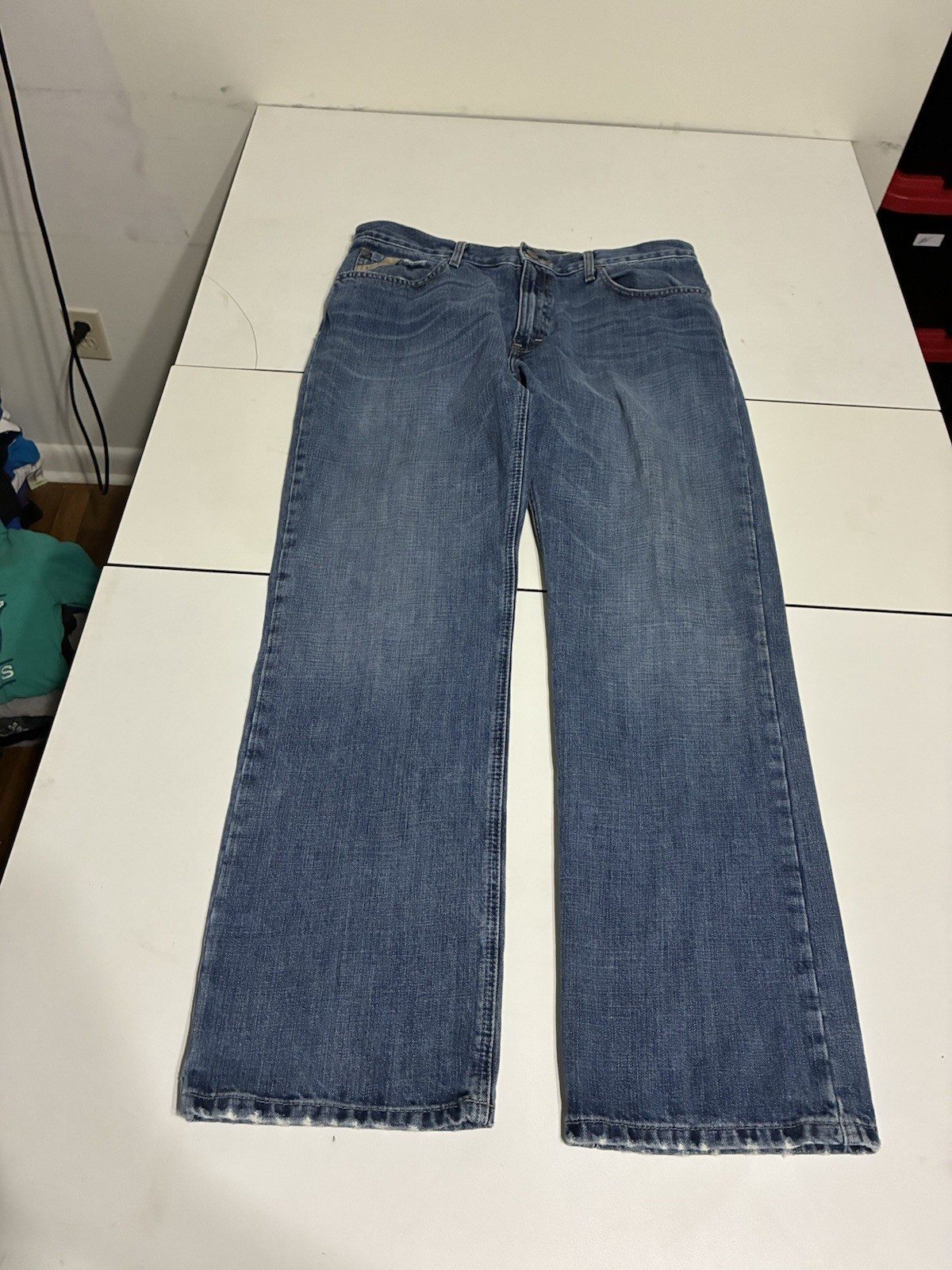 Ariat M2 Jeans 34×32 Medium Wash Bootcut Western Cowboy Work Loop Lock Whiskered