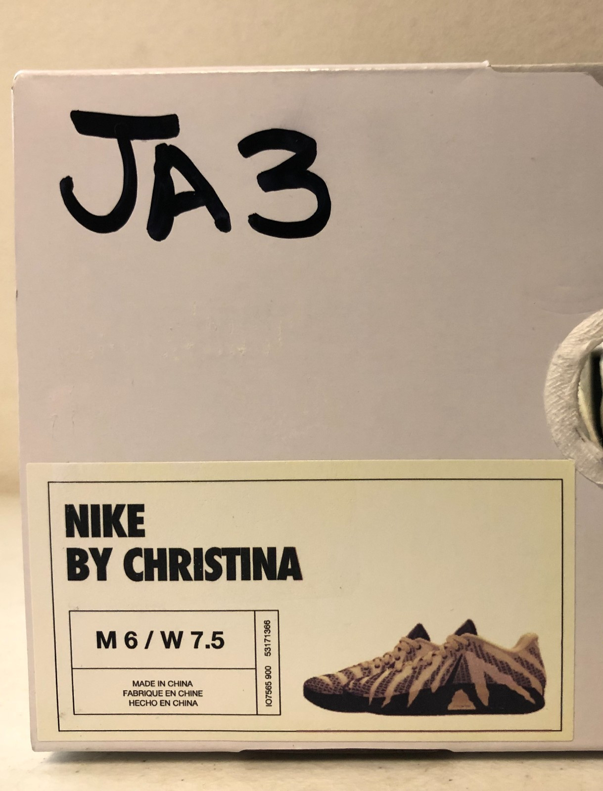 Nike By You Ja 3 Black Off White IO7565-900 Size 6M / 7.5W