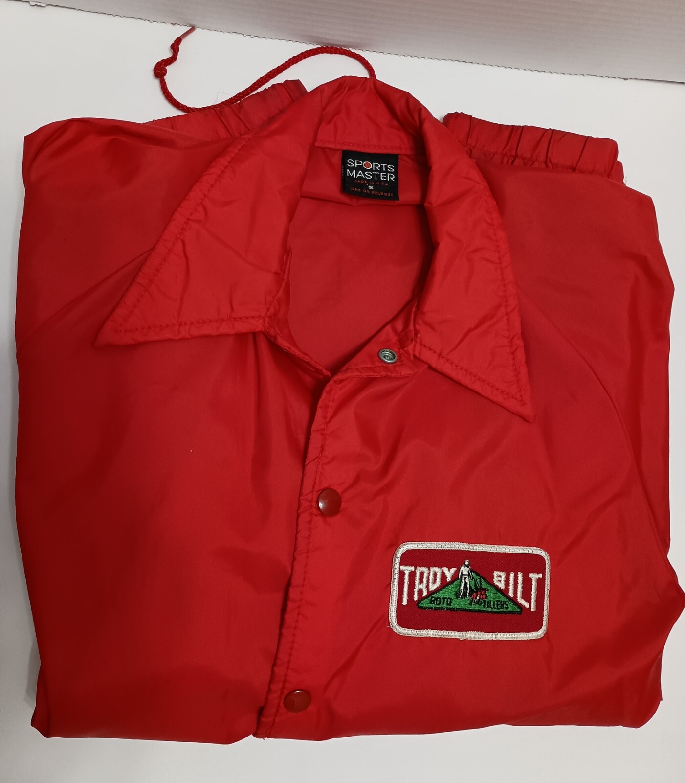 Sports Master Troy Bilt Mens Red Lightweight Snap Up Windbreaker Size Small