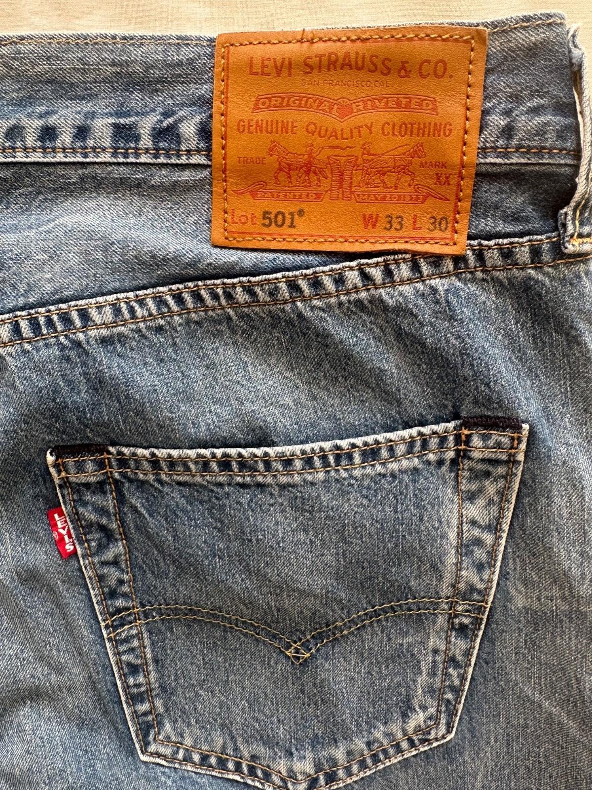 Levi’s 501 Men’s Original Fit Button Fly Blue Denim Jeans Size W33 L30 Made in I