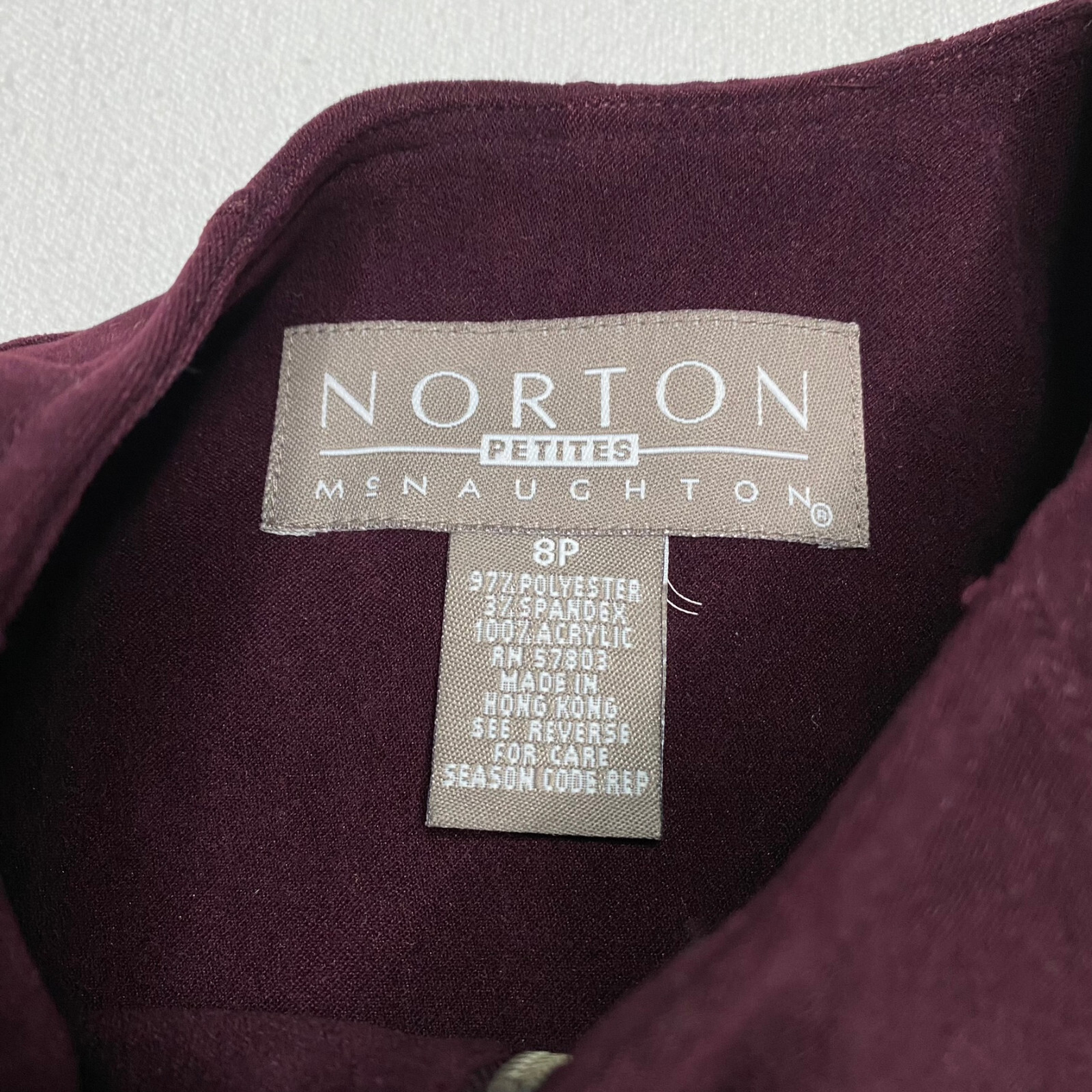 Norton McNaughton Jacket sz 8P Maroon Full Zip Petite Polished Professional Chic