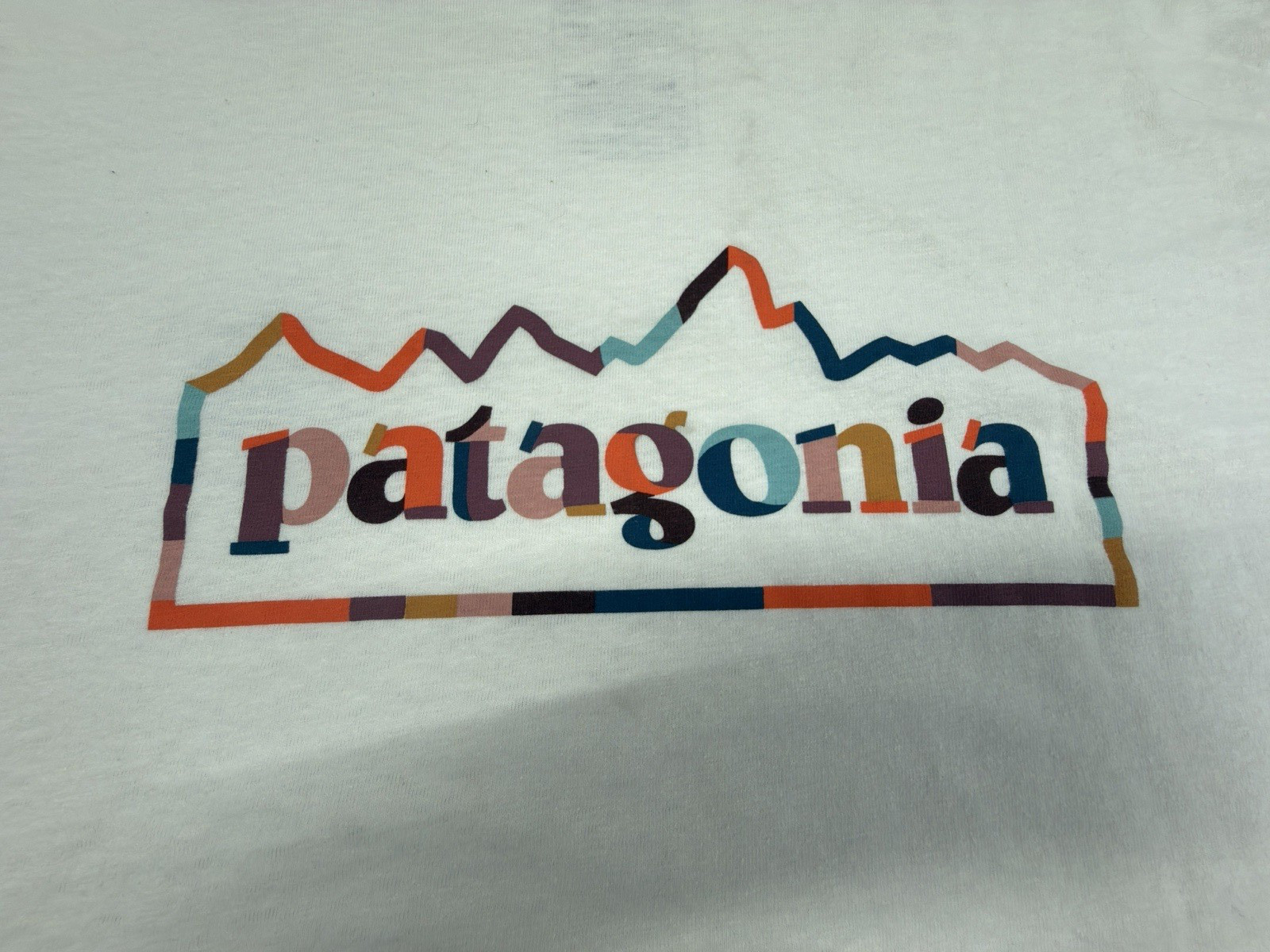 Patagonia Women’s Medium Unity Fitz Easy Cut Responsibili Tee Shirt Birch White