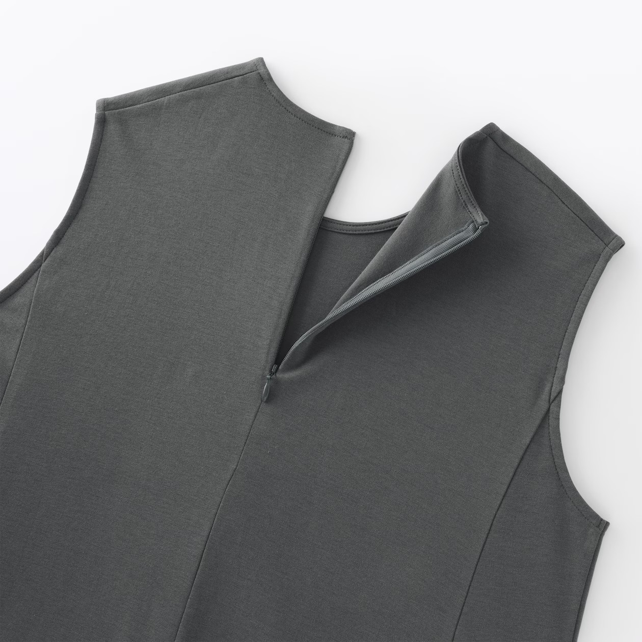 MUJI Womens 100% Organic Cotton Cool Touch Sleeveless Dress Charcoal Gray FedEx