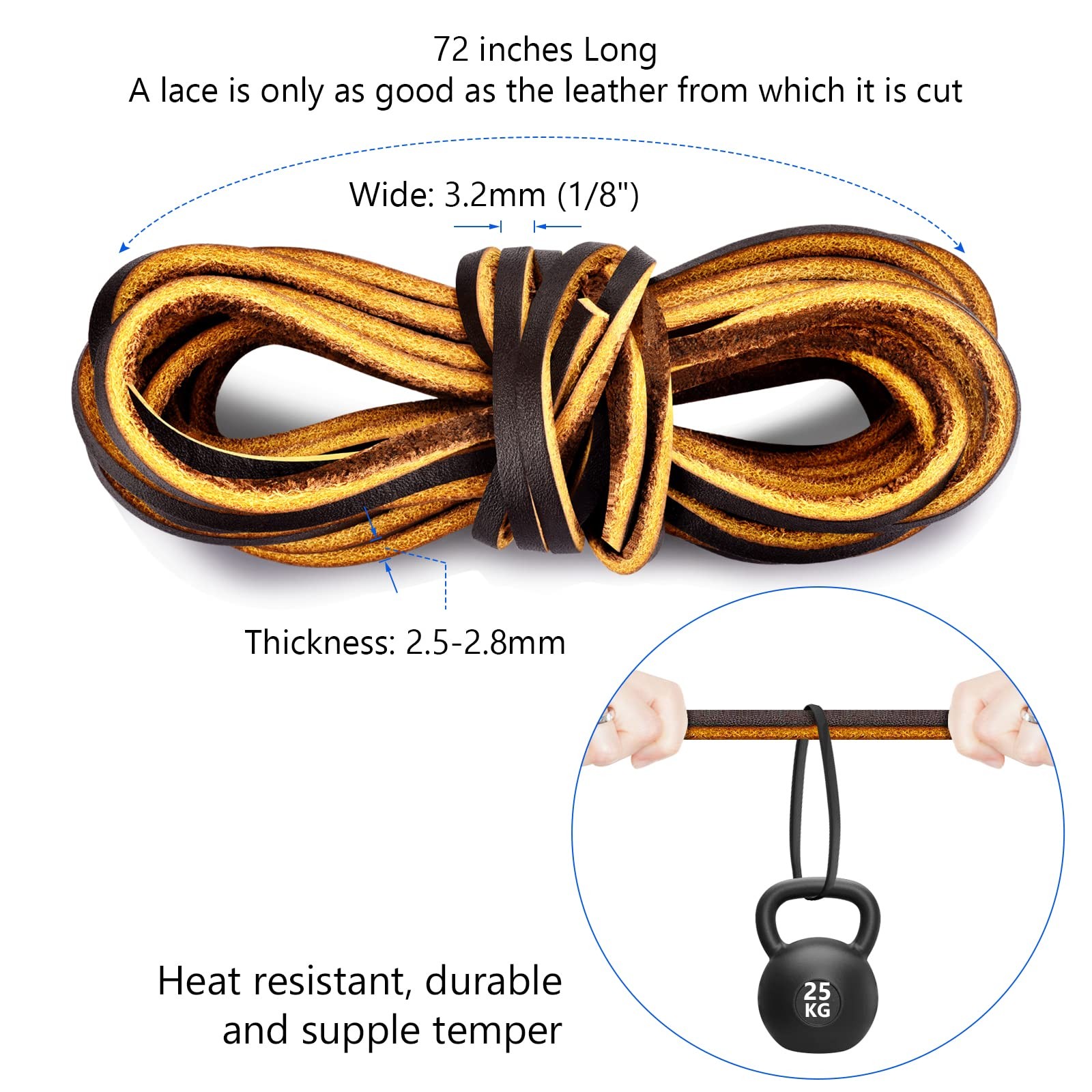 TeeLiy Leather Shoe Lacing Kit, 72″ Leather Shoelaces for Boot Boat Shoes