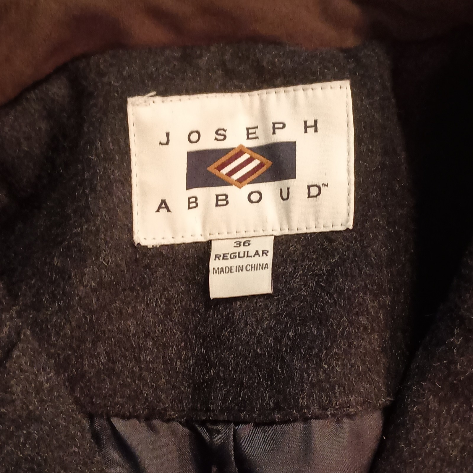 Joseph Abboud Men’s Black Wool Blend Overcoat Lined Pockets 36 Regular