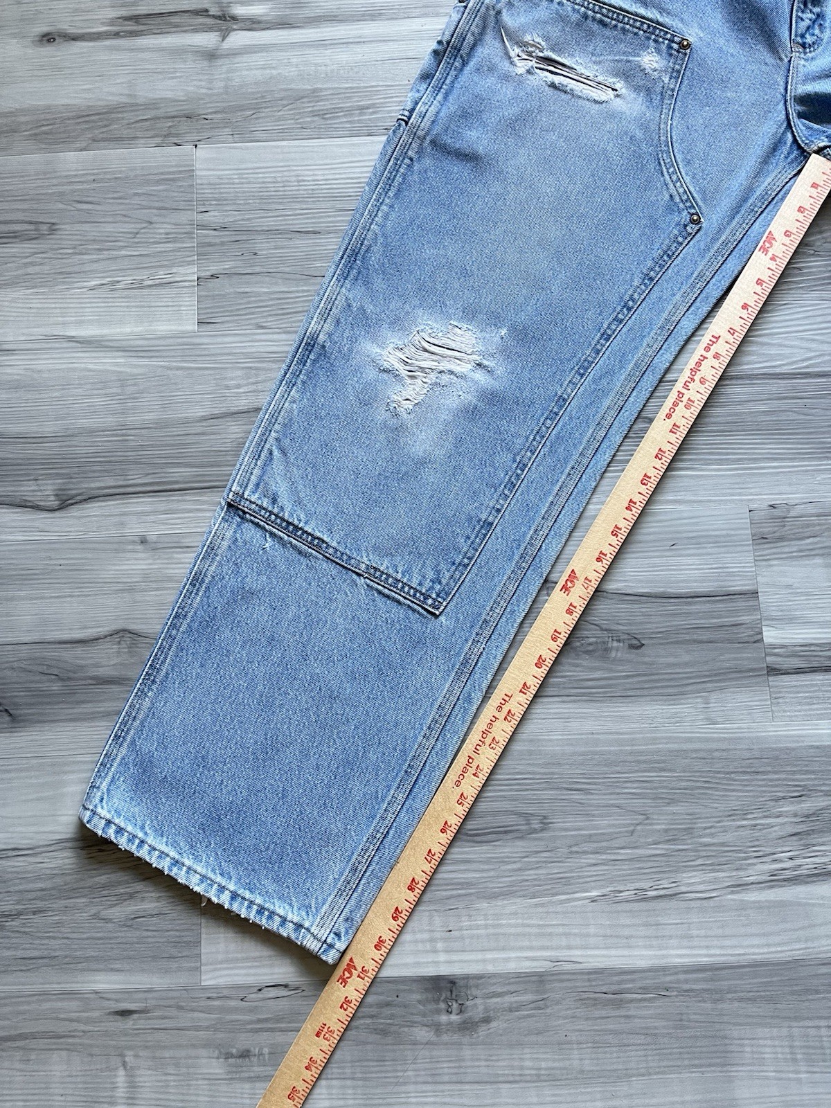 Vintage 2001 Carhartt B73 DST Double Knee Light Wash Jeans – 36×31 MADE IN USA