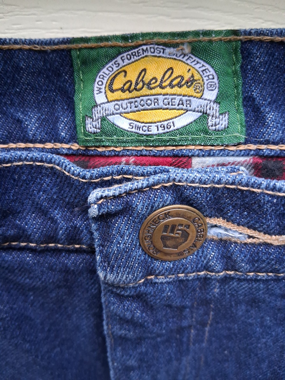 Cabelas Insulated Flannel Lined Blue Jeans Men’s Size 40 x 30 100% Cotton