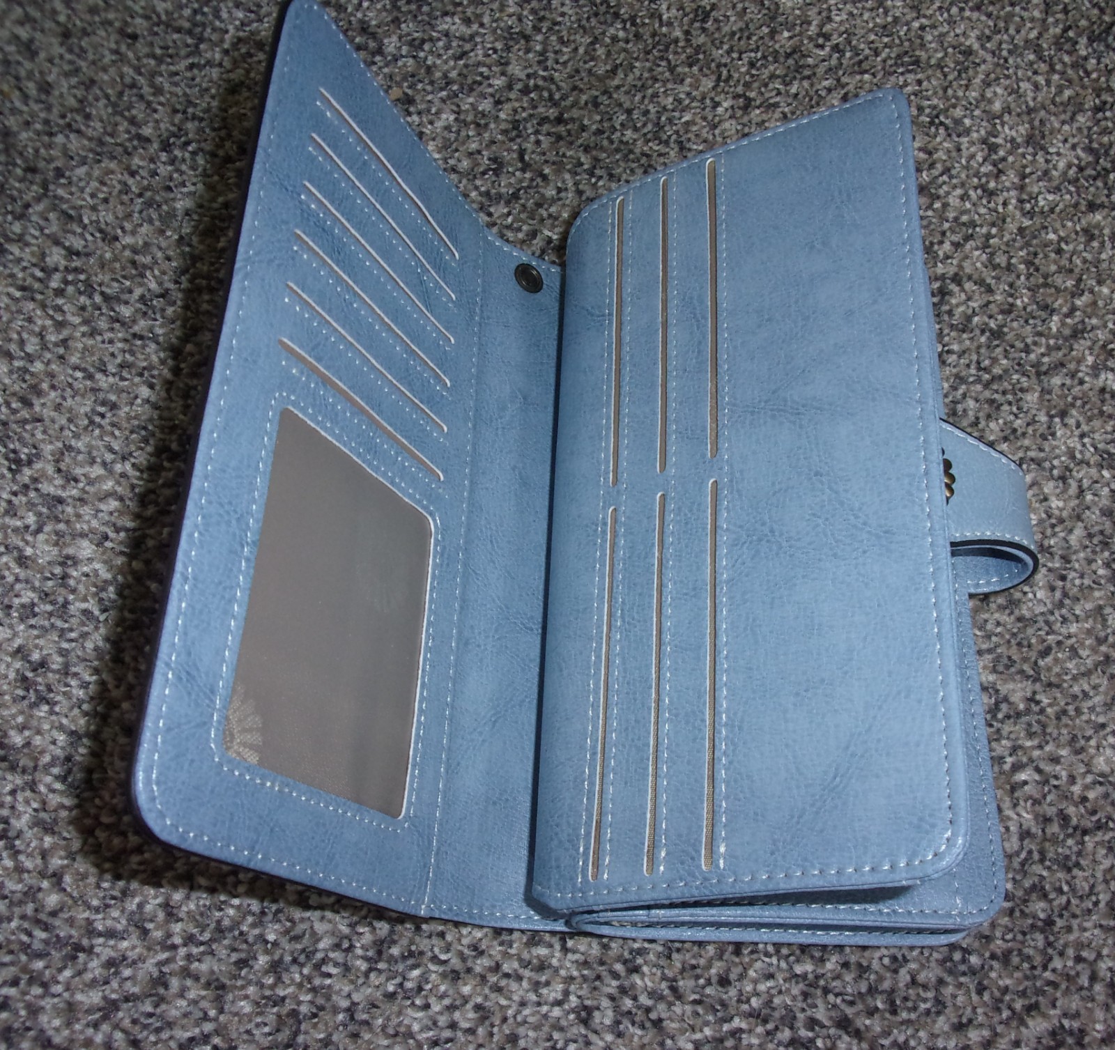 Womens Wristlet Wallet Large Capacity PU Blue Leather Clutch with 26 Card Slots