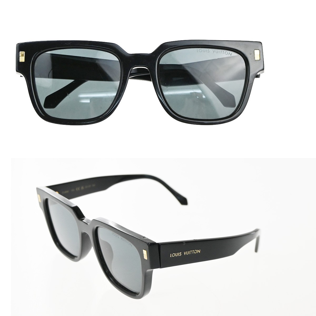 LOUIS VUITTON Escape Square Sunglasses Eye Wear Plastic Black GHW Z1496E 36EG390