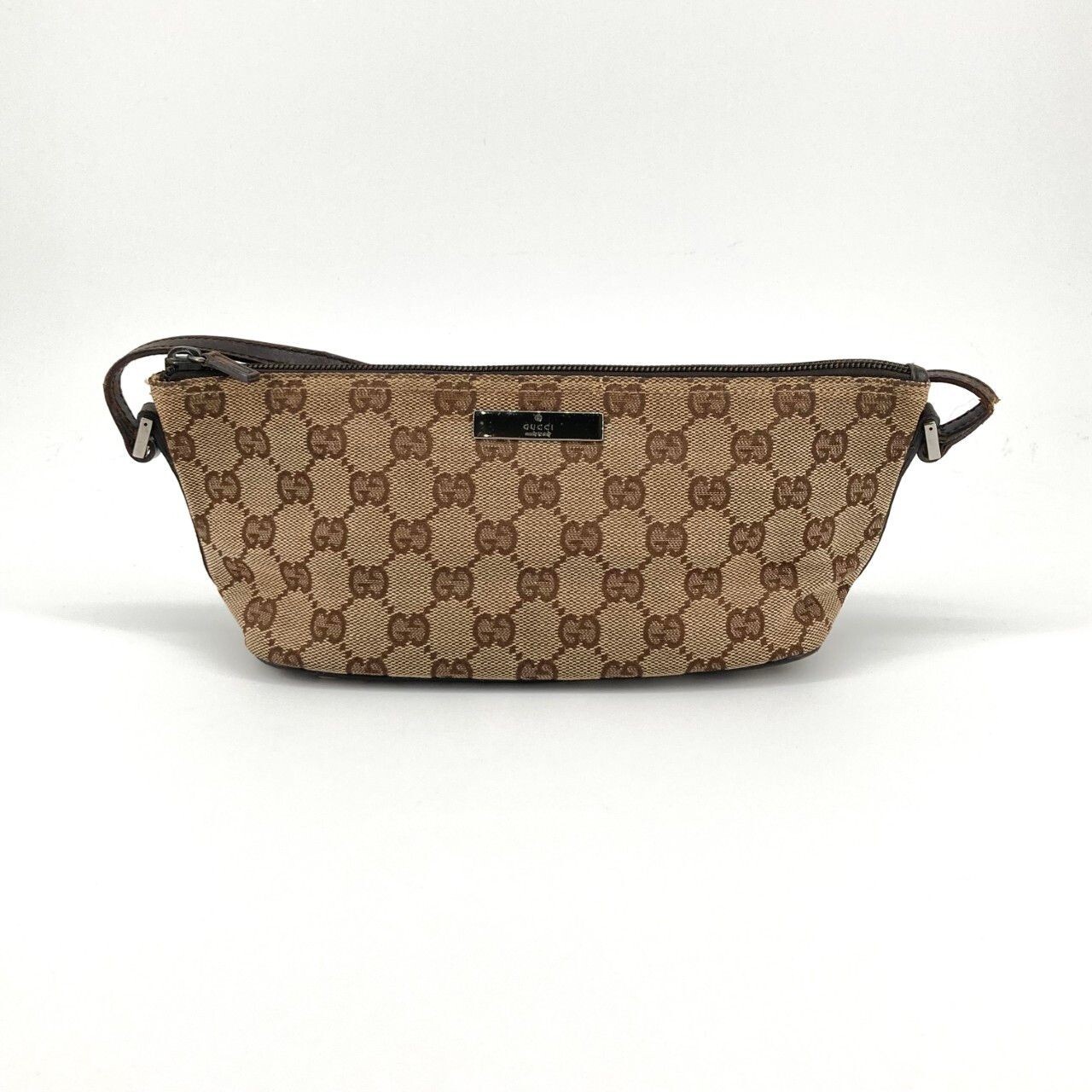 GUCCI Boat Bag Pochette GG Monogram Beige Vintage Authentic From Japan