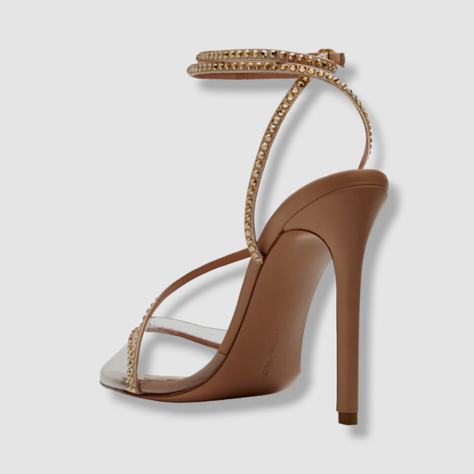 $695 Andrea Wazen Women’s Beige Dassy Sunset PVC Ankle Wrap Pump Heel Shoes 41