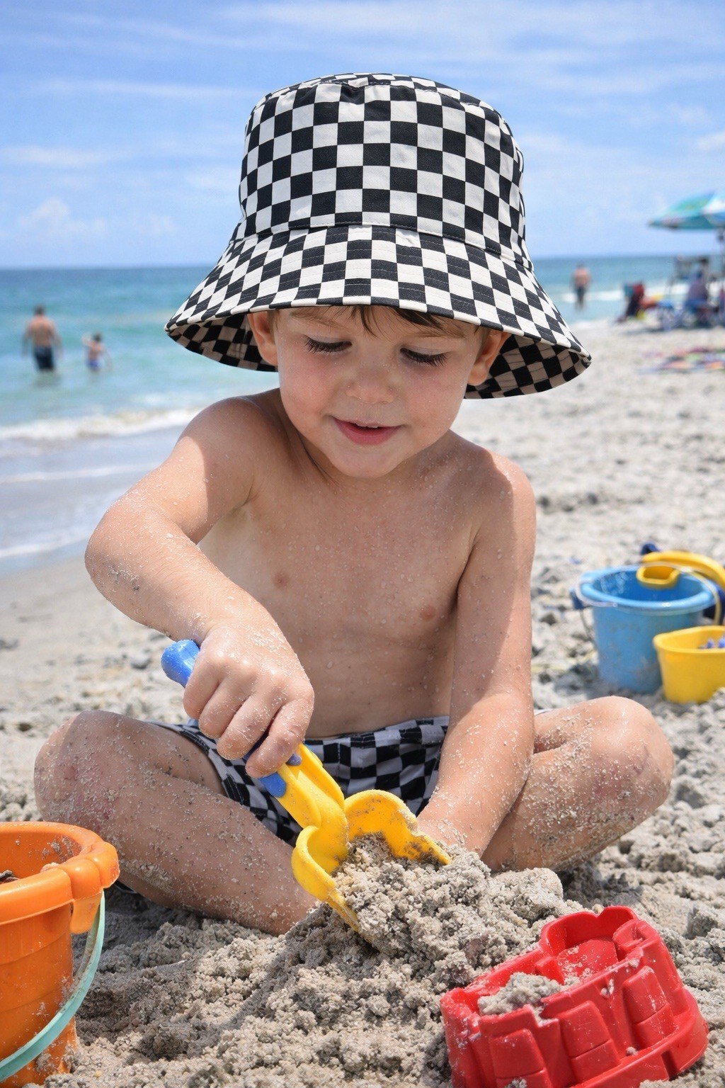 Black And White Checkered Kids Bucket Hat One Size Grayson Threads