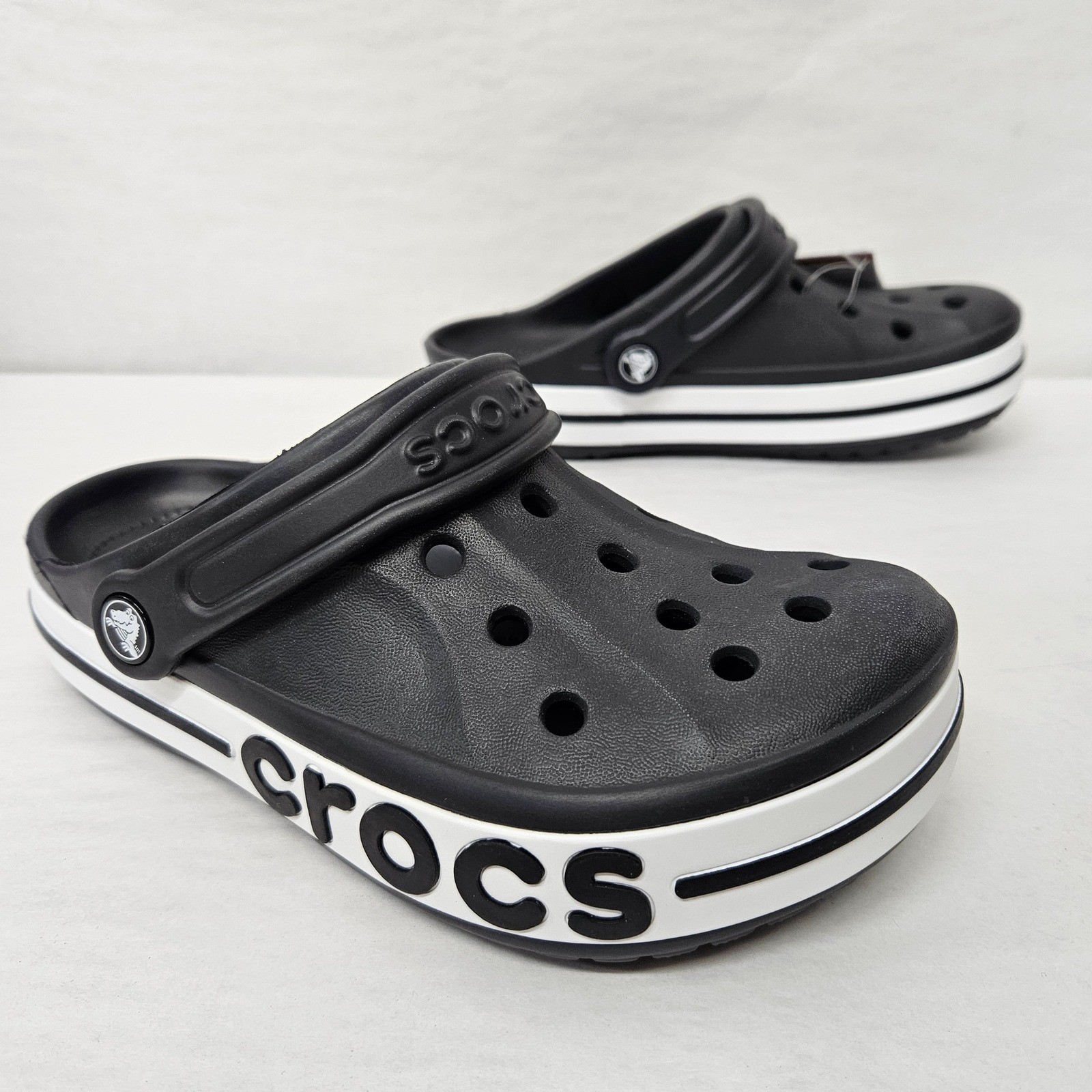 Crocs Bayaband Clogs Slip On Comfort Shoes 205089-066 Black White Women’s Size 6