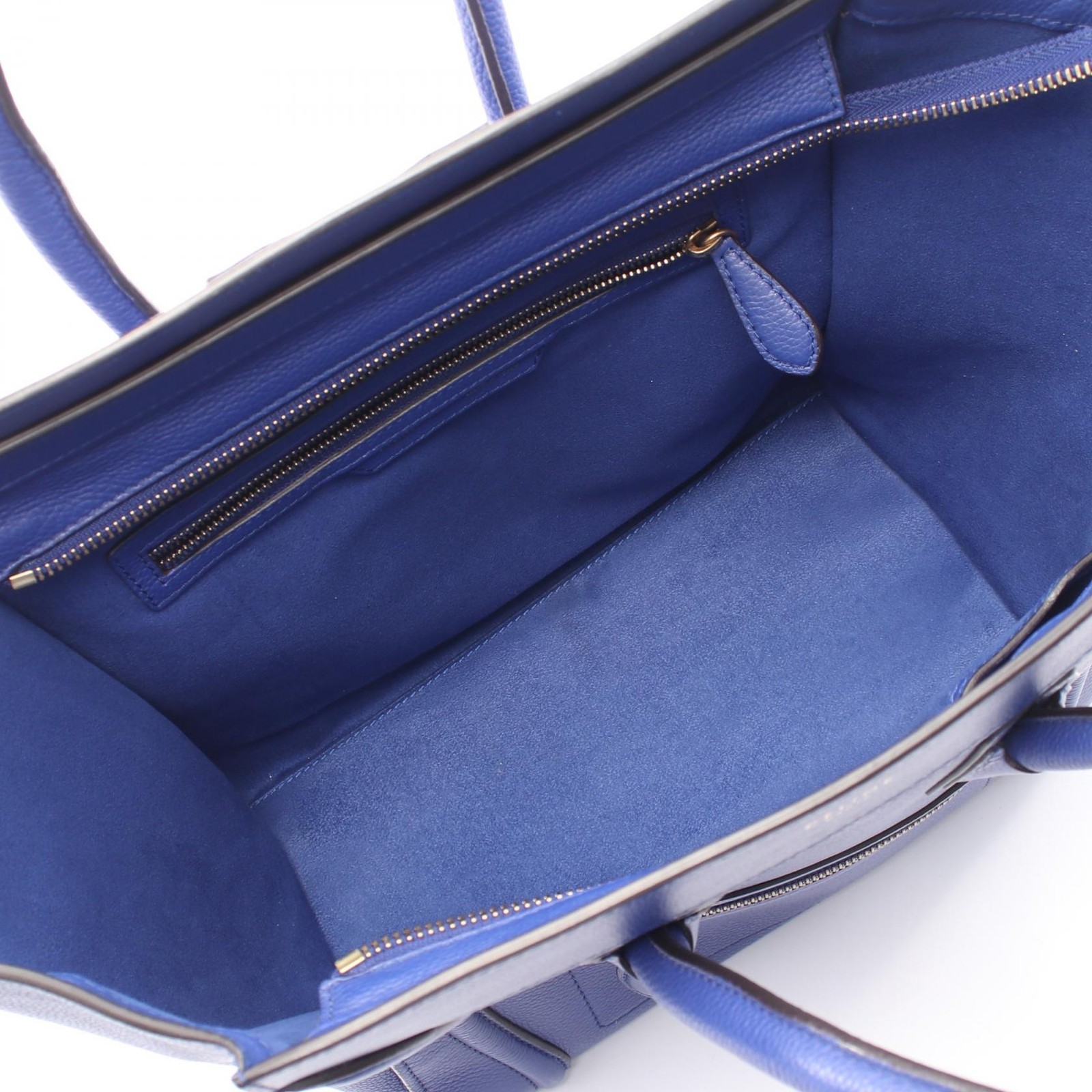 CELINE Luggage mini shopper Handbag 165213 leather Blue Used Women