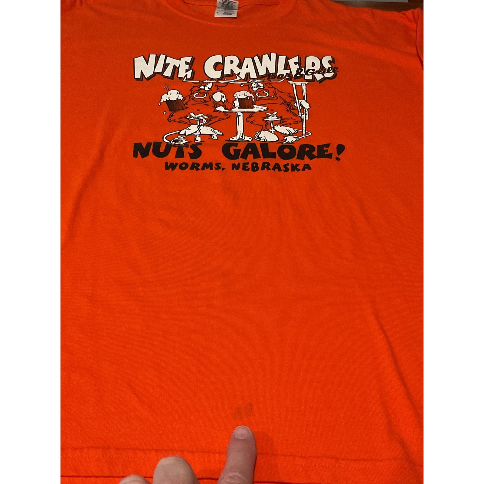 Gildan DryBlend Orange Nite Crawlers Worms Nebraska Graphic T Shirt Mens XL