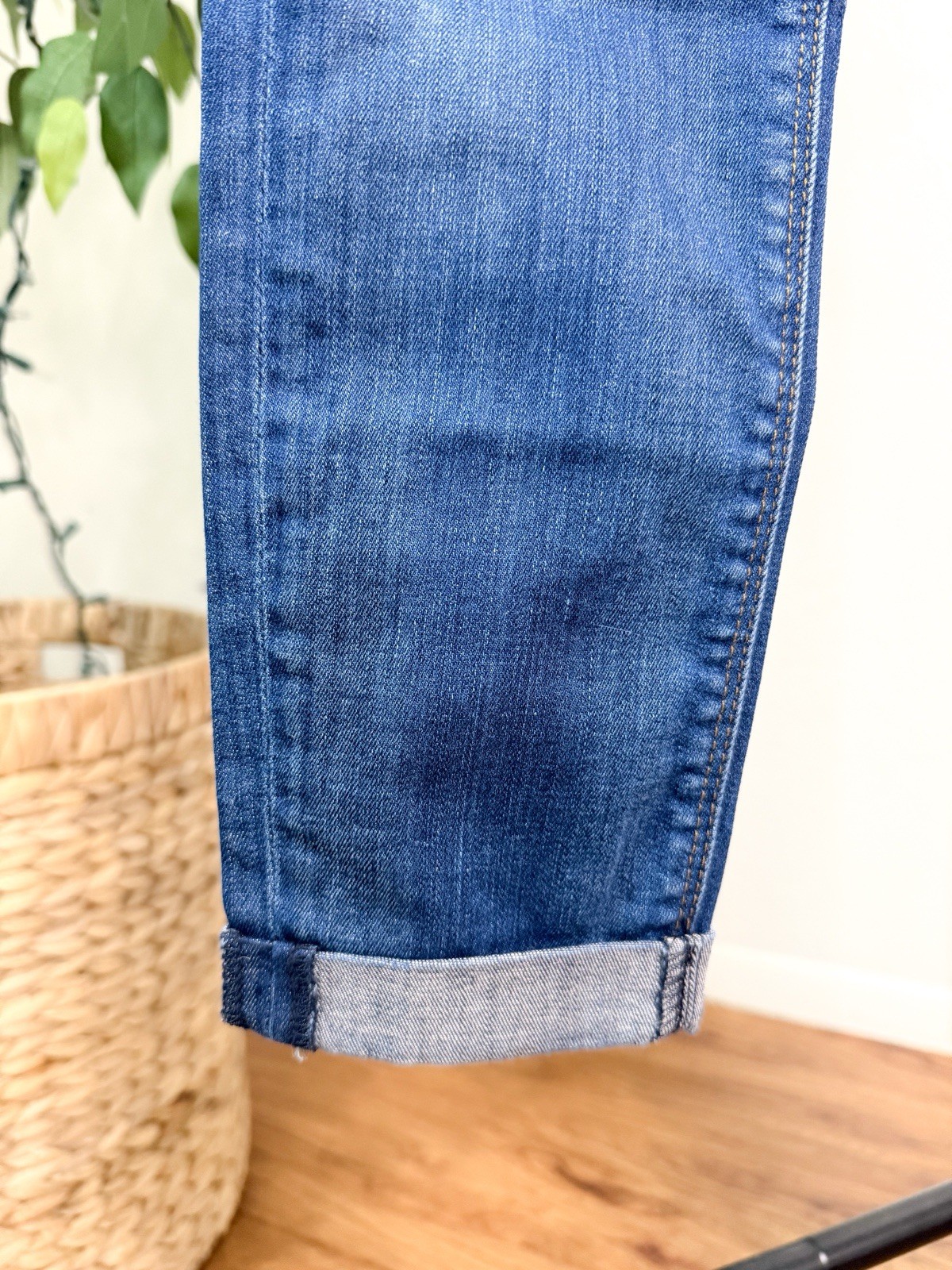 Hudson Harkin Cropped Skinny Jeans Medium Wash Blue Denim Cotton Size 23