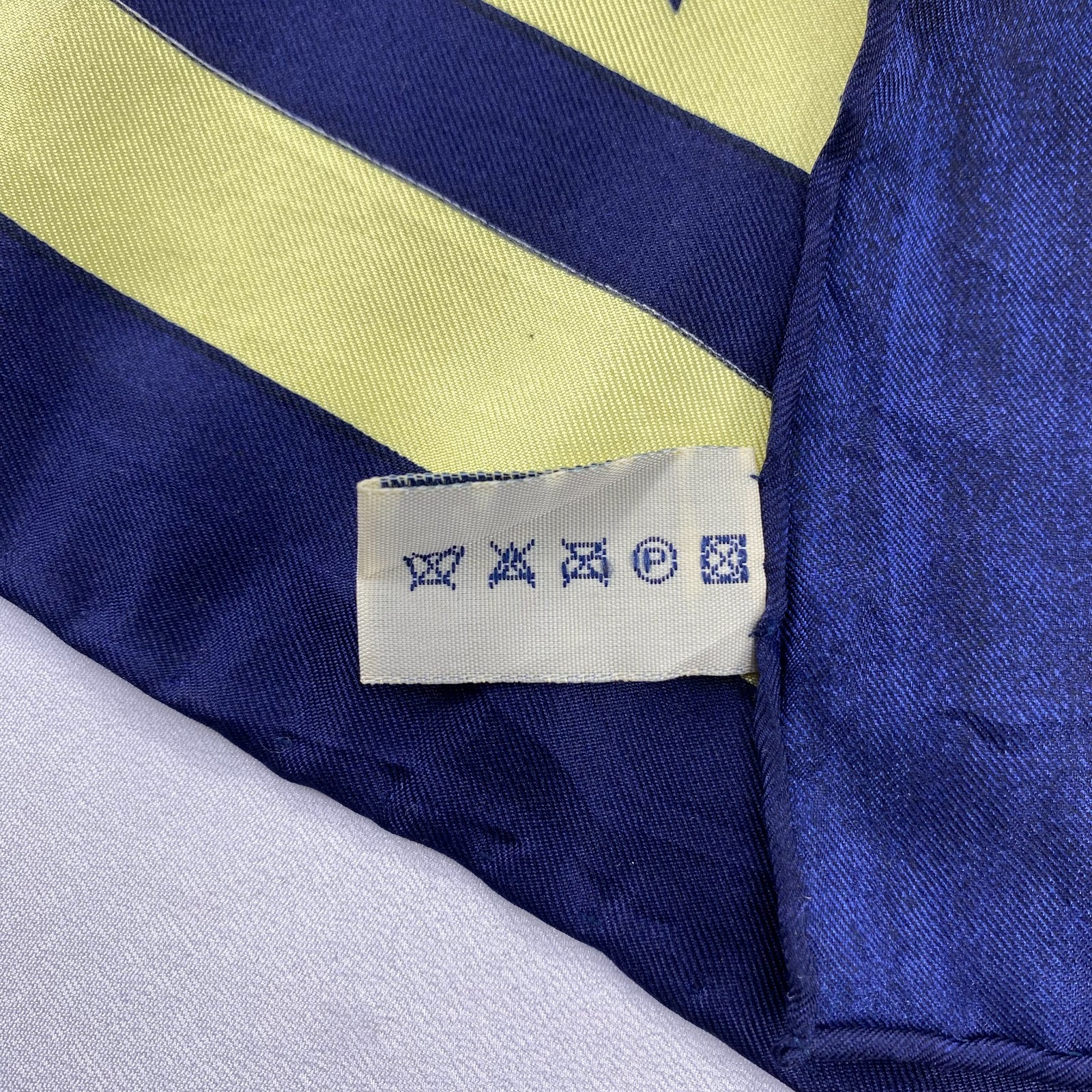 Vintage Les Deux Ancres Nautical Silk Scarf Marine Compass Anchor Navy Yellow