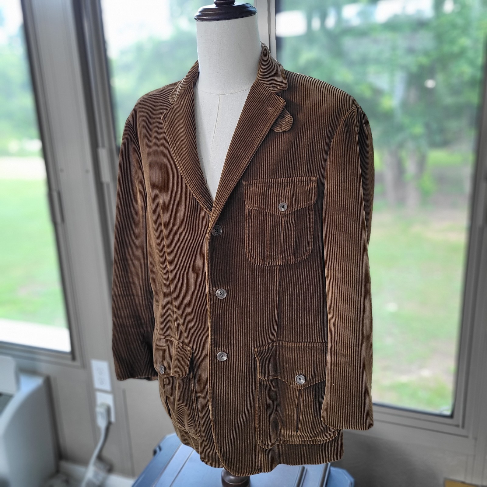 POLO RALPH LAUREN L Vintage Brown Cotton Corduroy Shooting Sport Coat