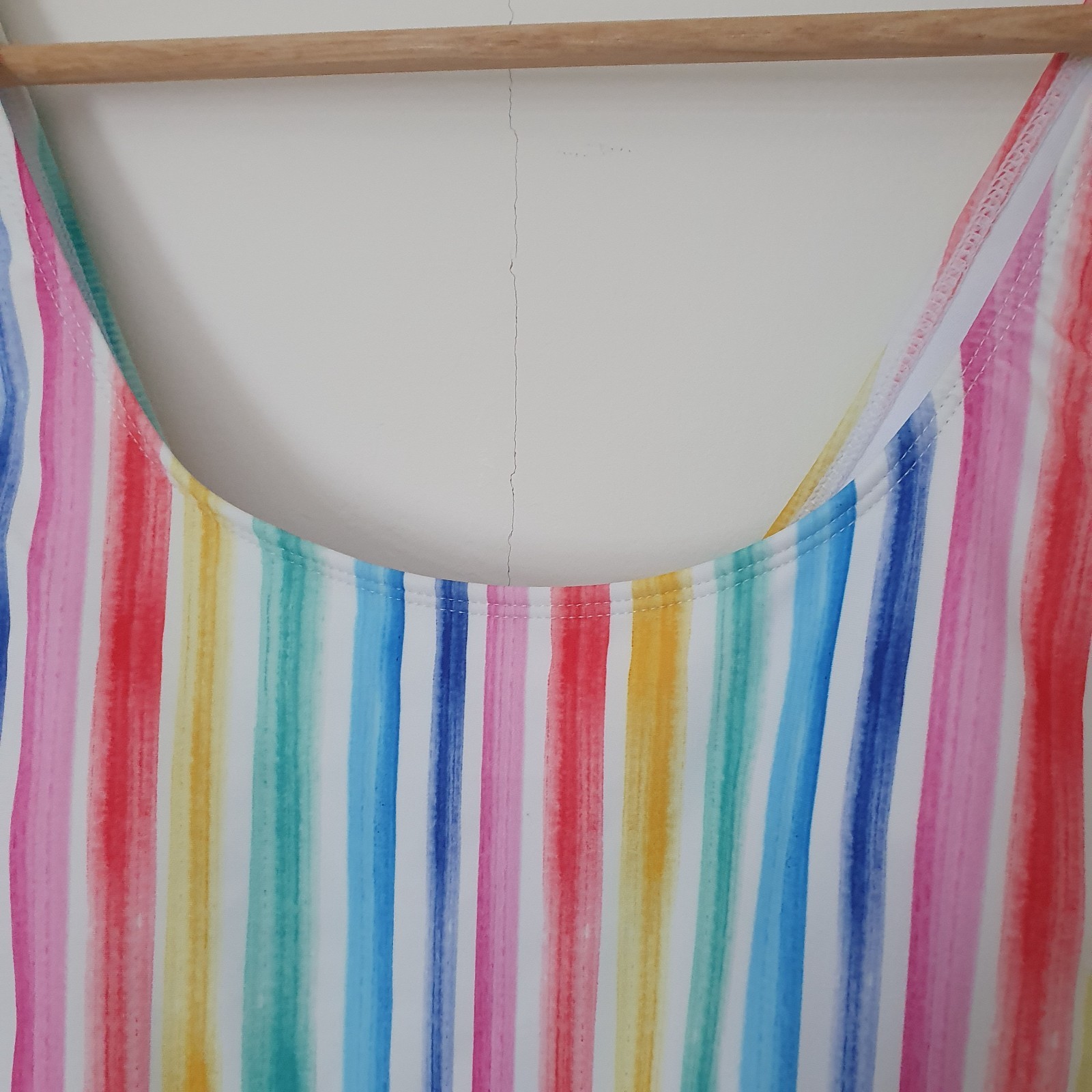 Matalan Swimming Costume Size 16 Rainbow Stripe One Piece Removable Pads BNWT