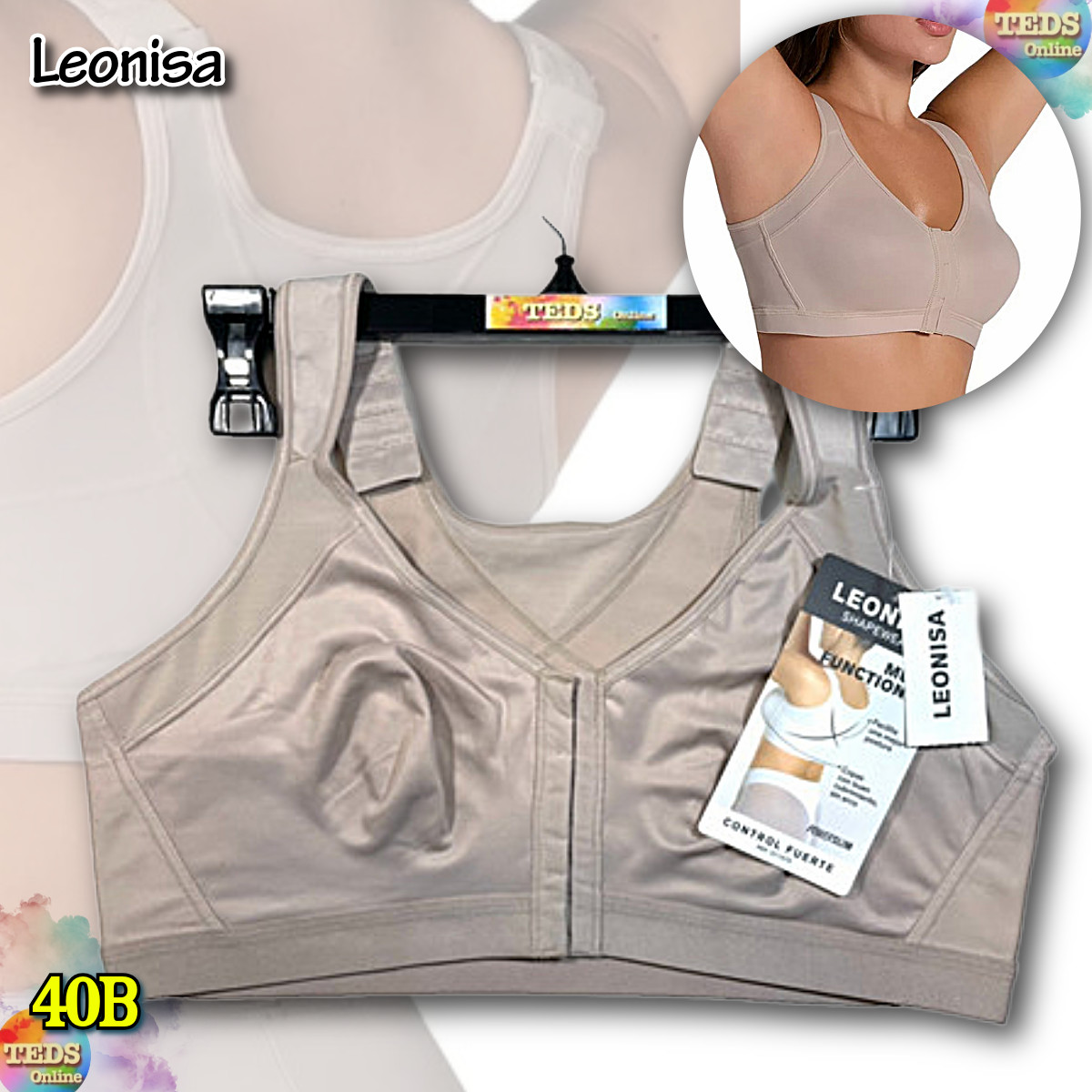 NWT Leonisa Women 40B Multi Functional Back Support Posture Corrector Bra 011473