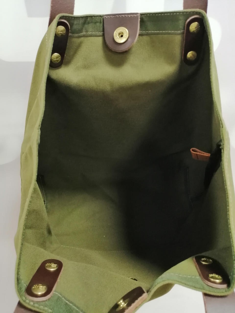 IL BISONTE Khaki Brown Pocket Canvas Tote Bag 10.6 inch