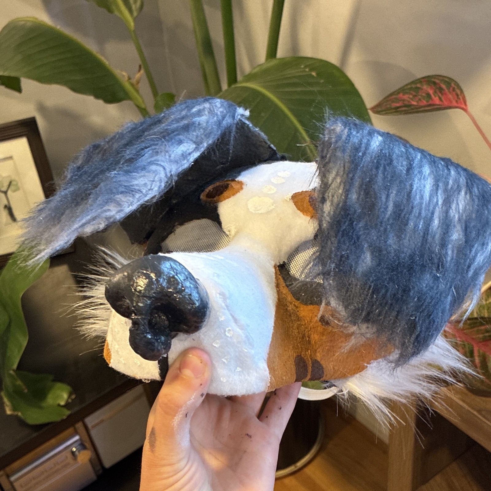Dog Therian Mask With Pickable Nose, Painted Fur, and Eye Mesh. Lined and Padded