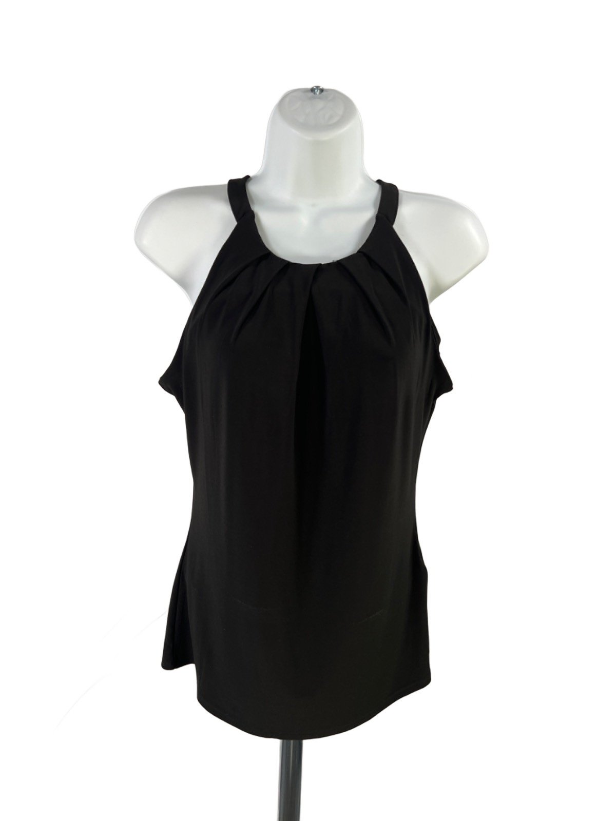 White House Black Market Women’s Black Shirred Neck Sleeveless Blouse – S