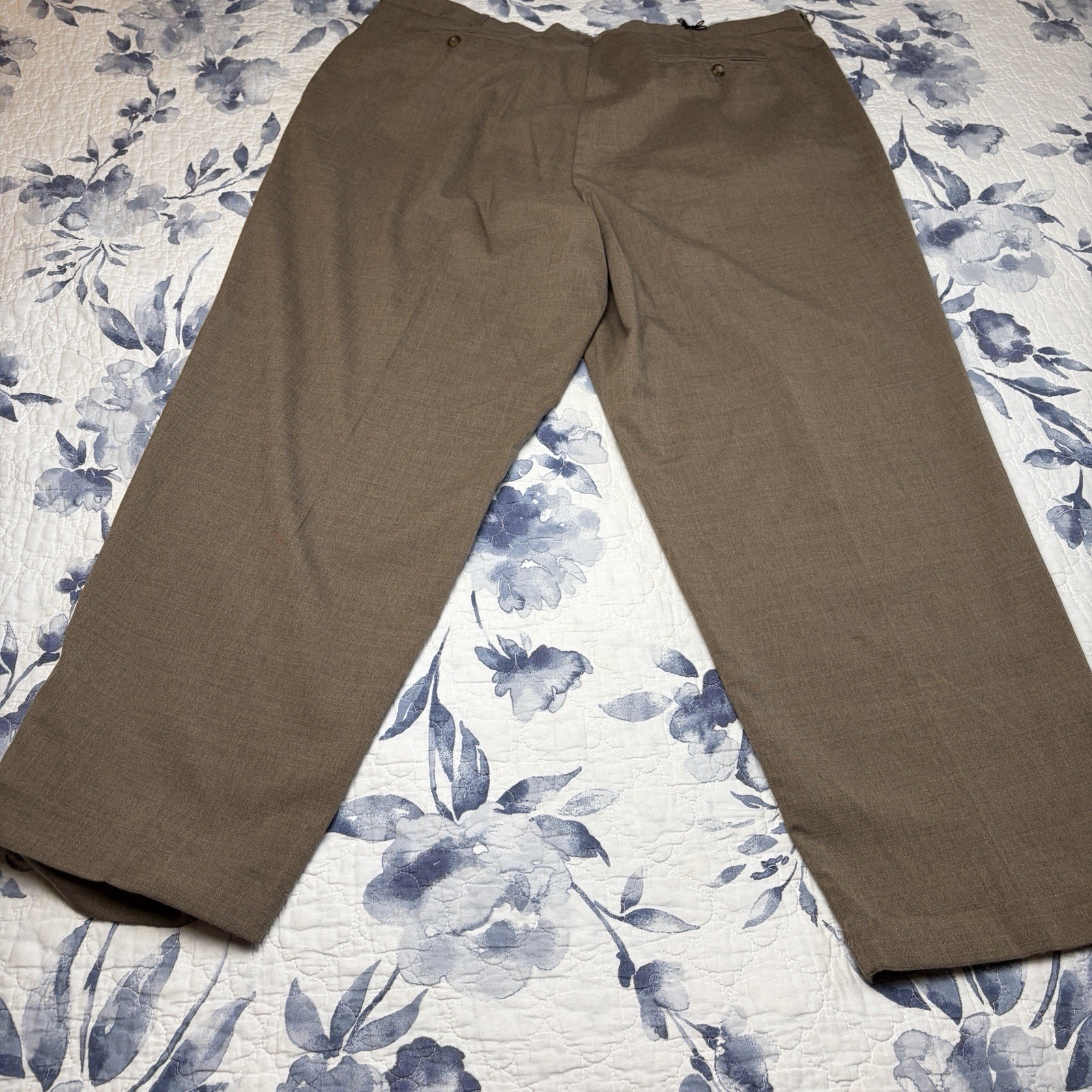 PerryEllis Portfolio Brown PleatedDressPants ClassicStraight 42×30 Worstead Wool
