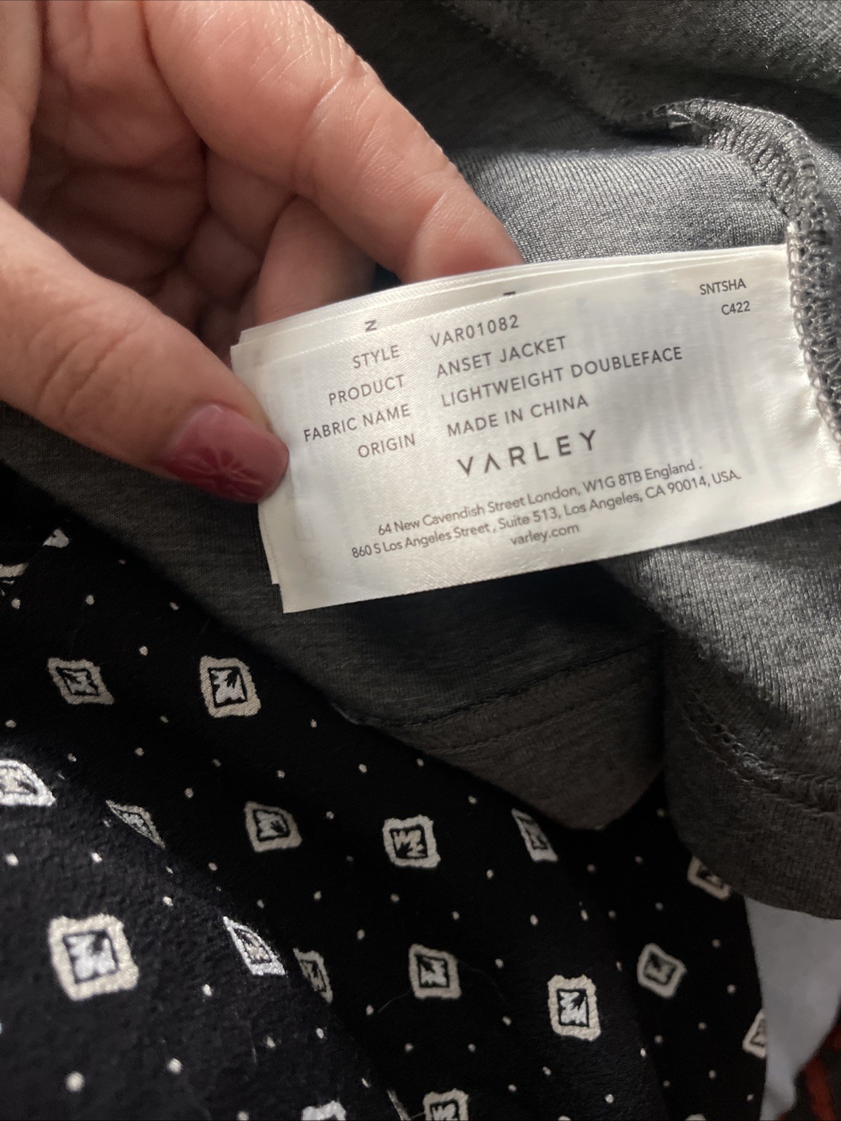 Varley Anset Jacket Large Light Grey Marl Belted Snap Front Doubleface Knit