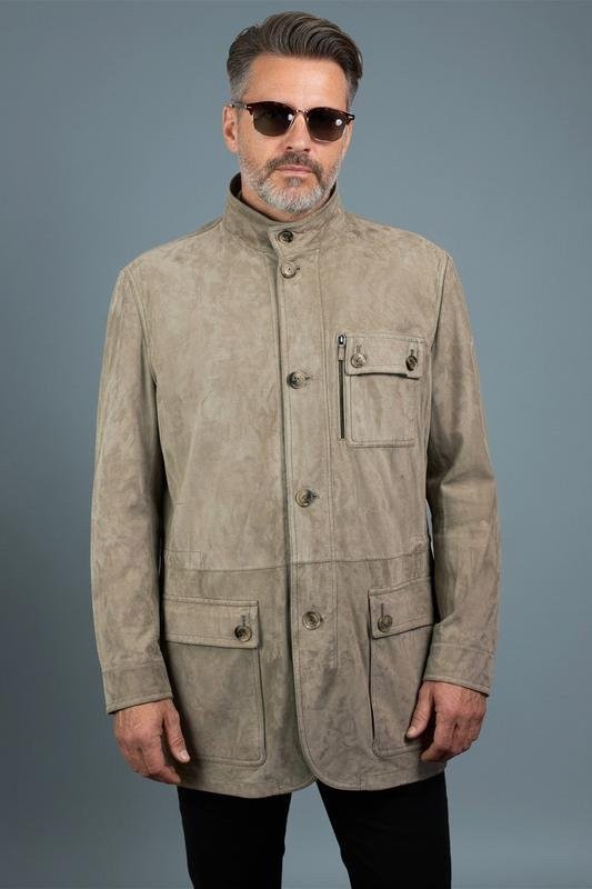Men’s Ermenegildo Zegna Jacket Beige Leather 42 / XL