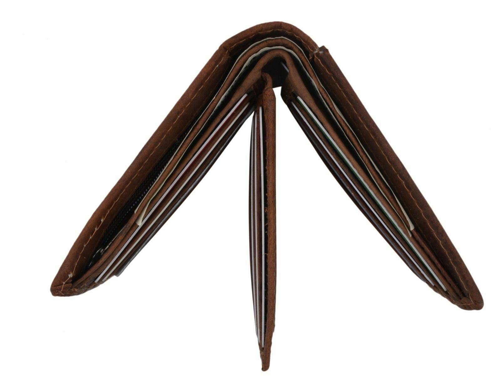 Cavelio Bifold Mens Premium Leather Center Flap ID Card Holder Wallet Gift Box