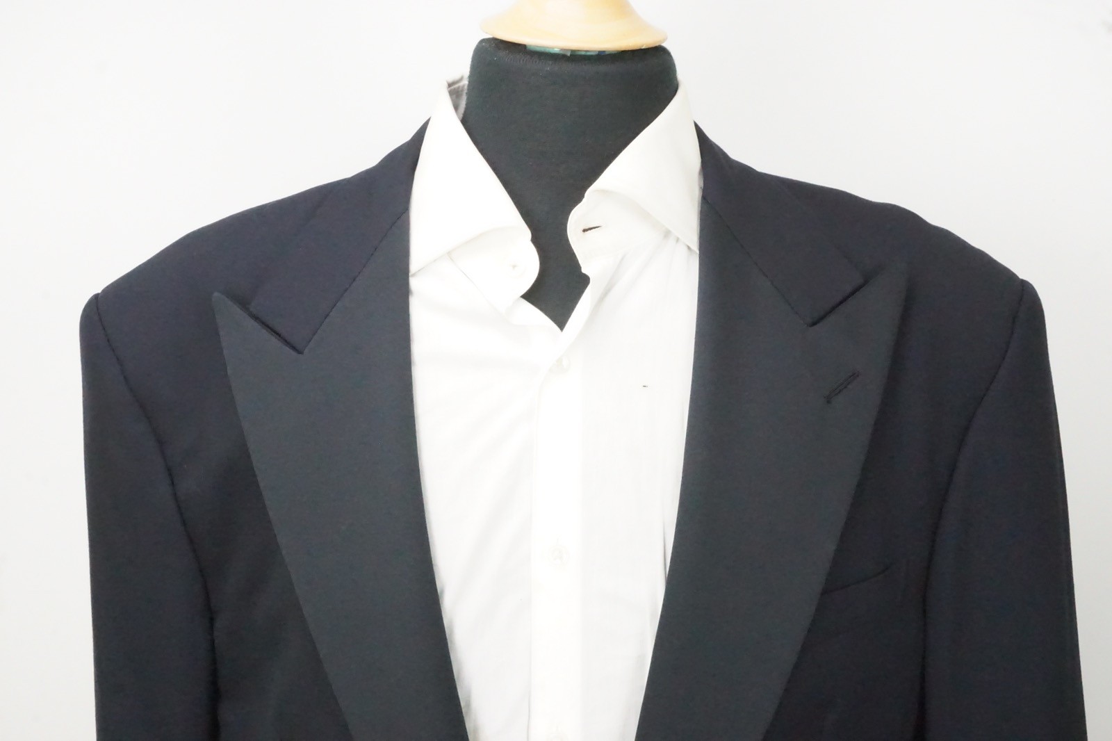 Ralph Lauren Purple Label RLPL Hollywood Navy Black Contrast Wool Tuxedo Coat 44