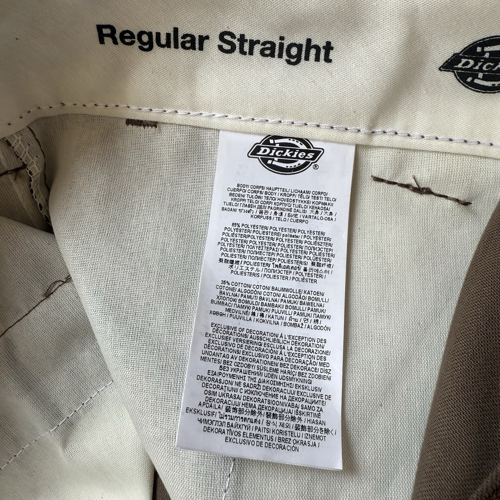 Dickies Cargo Work Pant 34×30 Regular Fit Flex Straight Leg Brown Khaki Work NEW