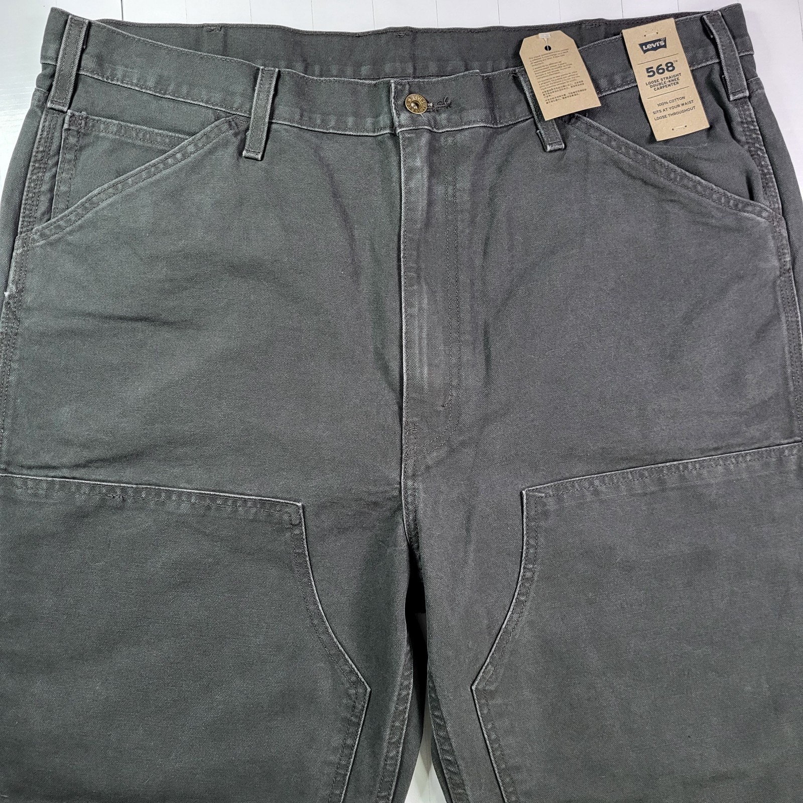 Levis 568 Double Knee Jeans 40×30 Carpenter Utility Loose Straight Men’s Black