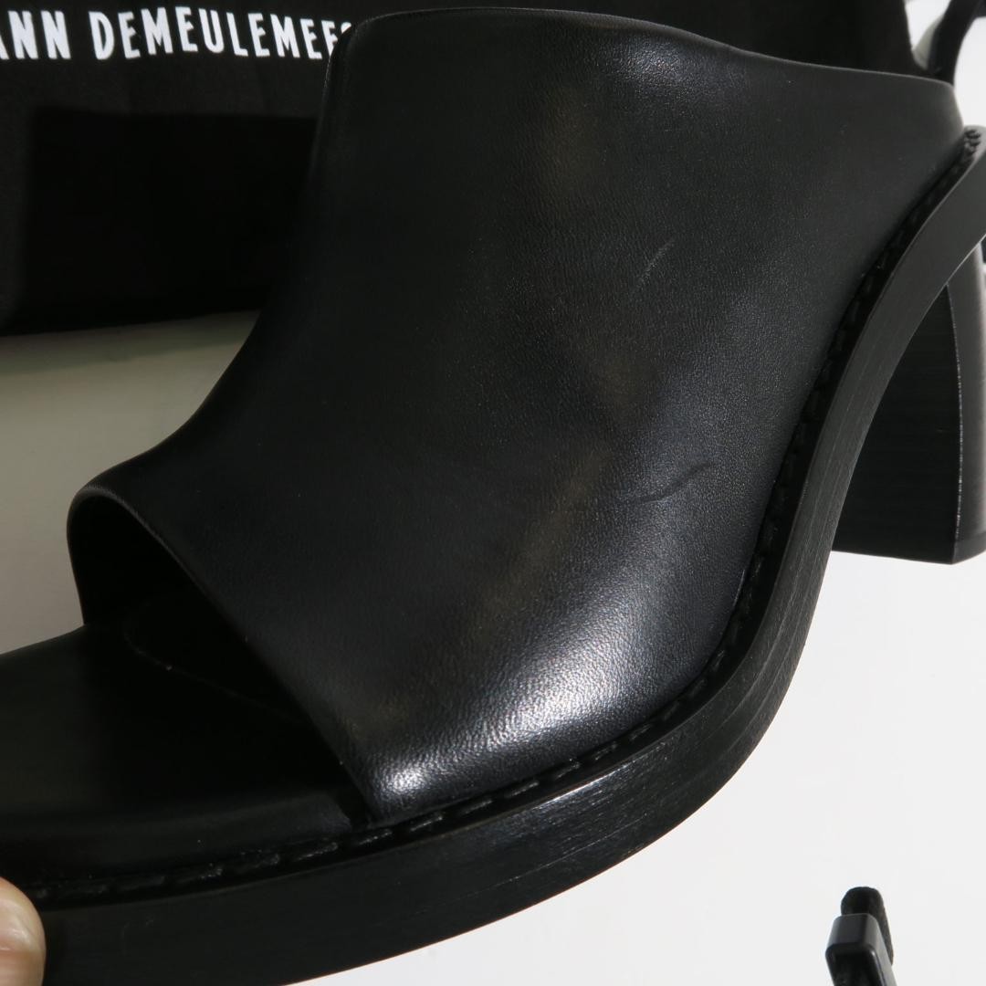 Ann Demeulemeester Clara Slide Sandals Black Leather Women’s 38 UNUSED