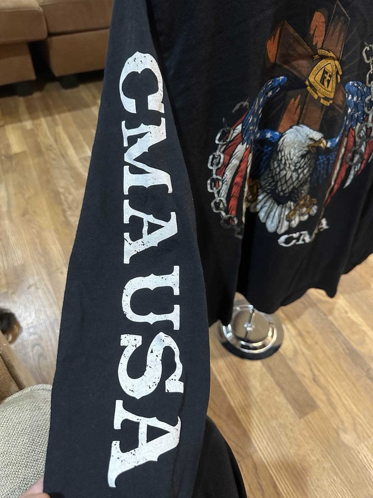 CMA Christian Motorcyclists Long Sleeve Shirt Eagle Biker USA Graphic