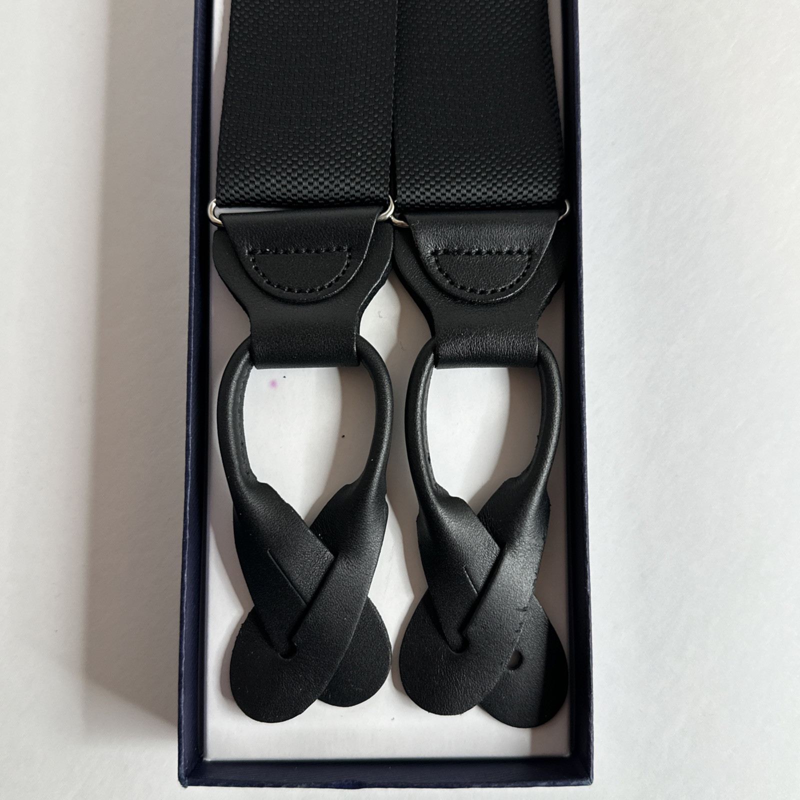 Brooks Brothers Suspenders – Black – Leather **NEW**