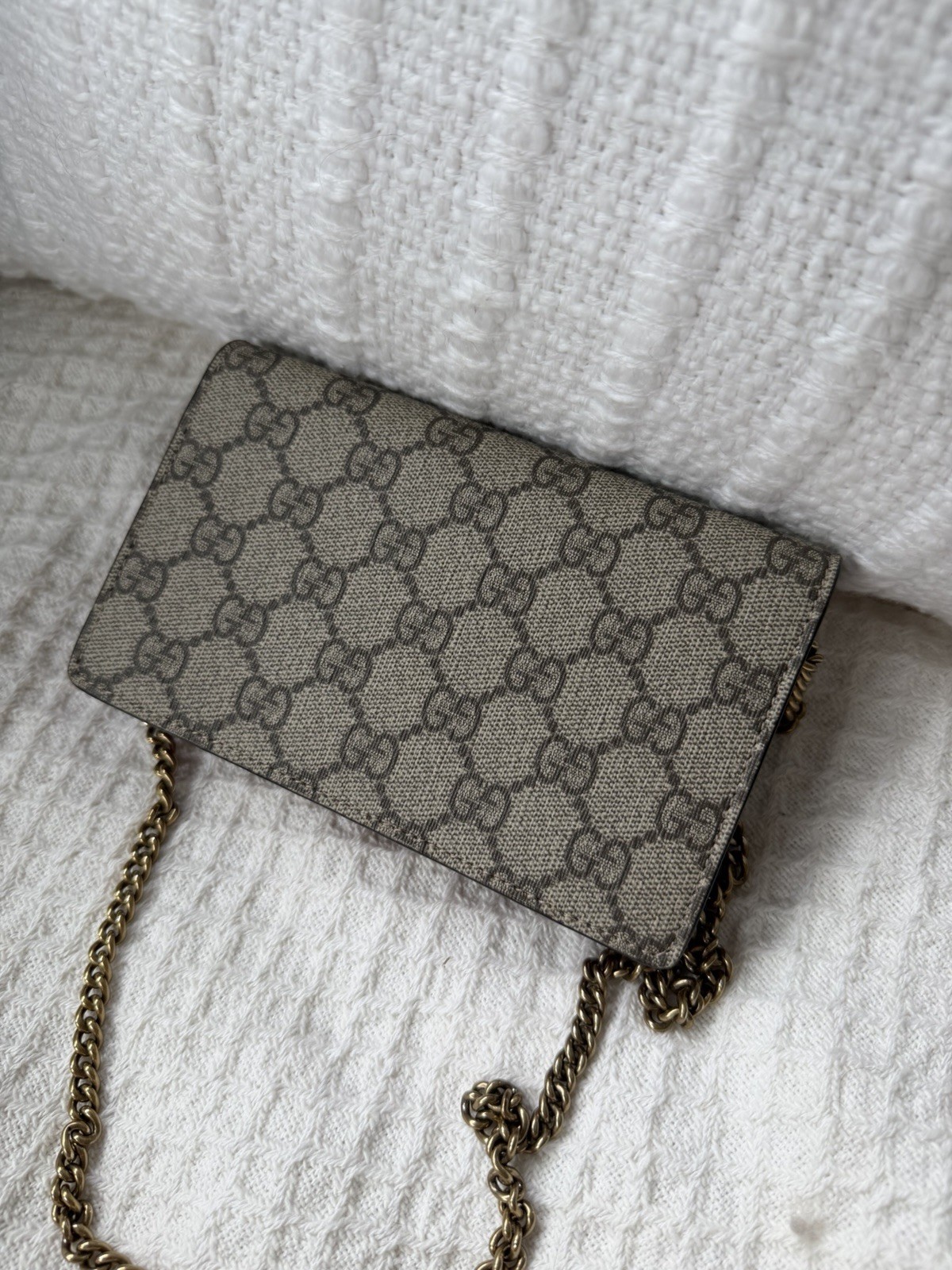 Gucci GG Supreme Monogram Mini Cherry Chain Crossbody Wallet on Chain Bag