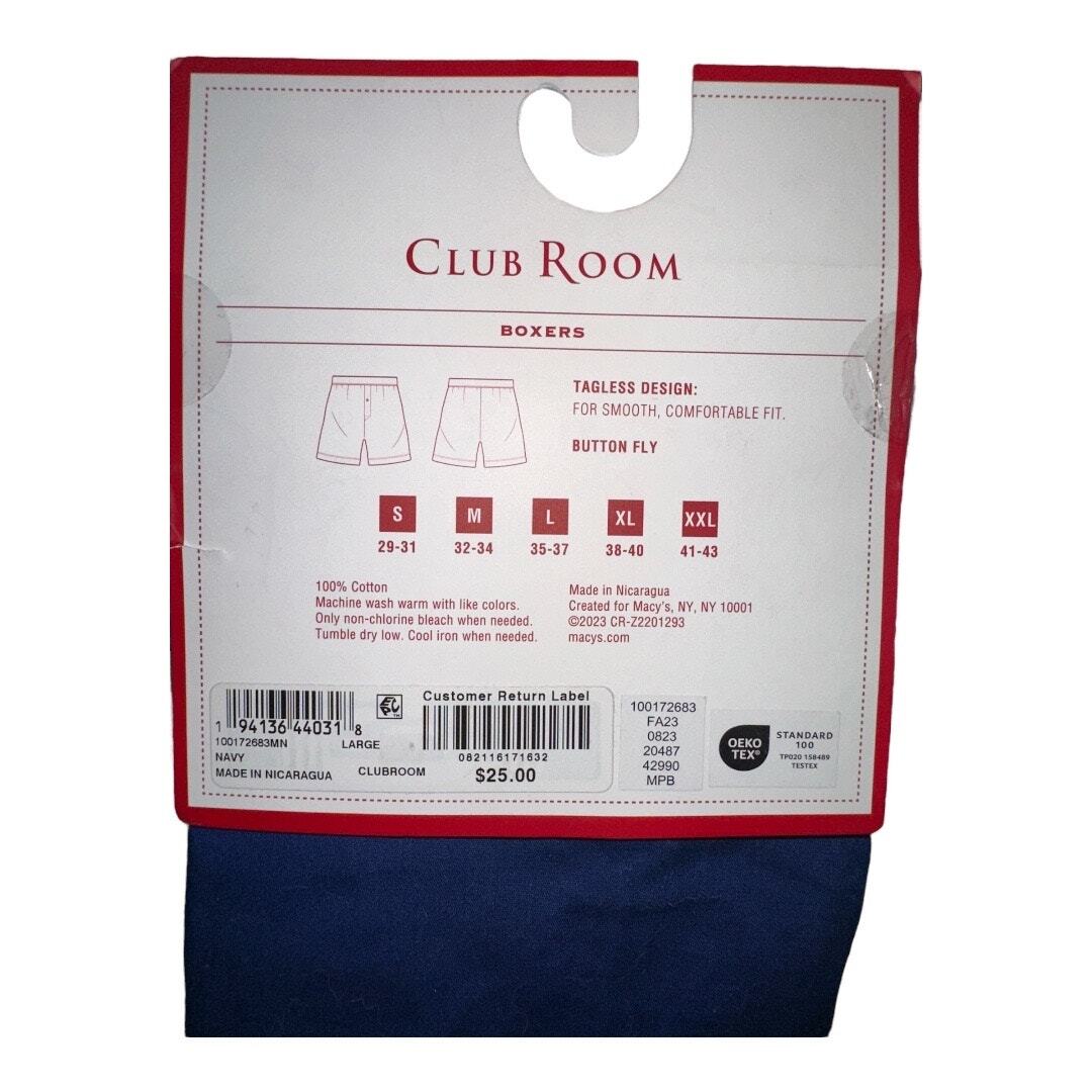 Club Room Blue Solid & Patterned Boxer Shorts, Large