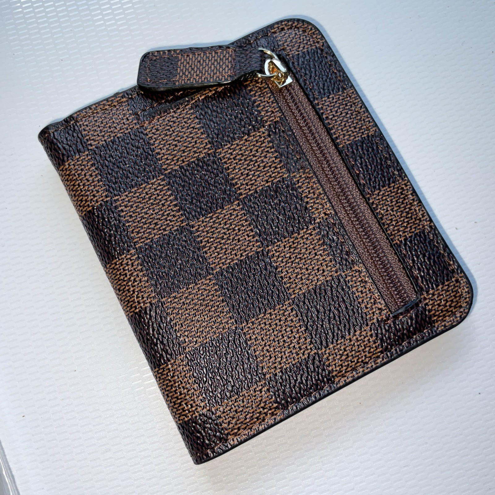 Rita Messi Wallet Organizer credit hard. ID. Coins- Brown Checkered