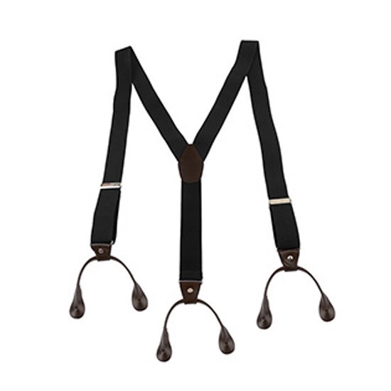6 Button Holes Link Men’s Suspenders Black Color 24-43″ Adjustable Length 1PC
