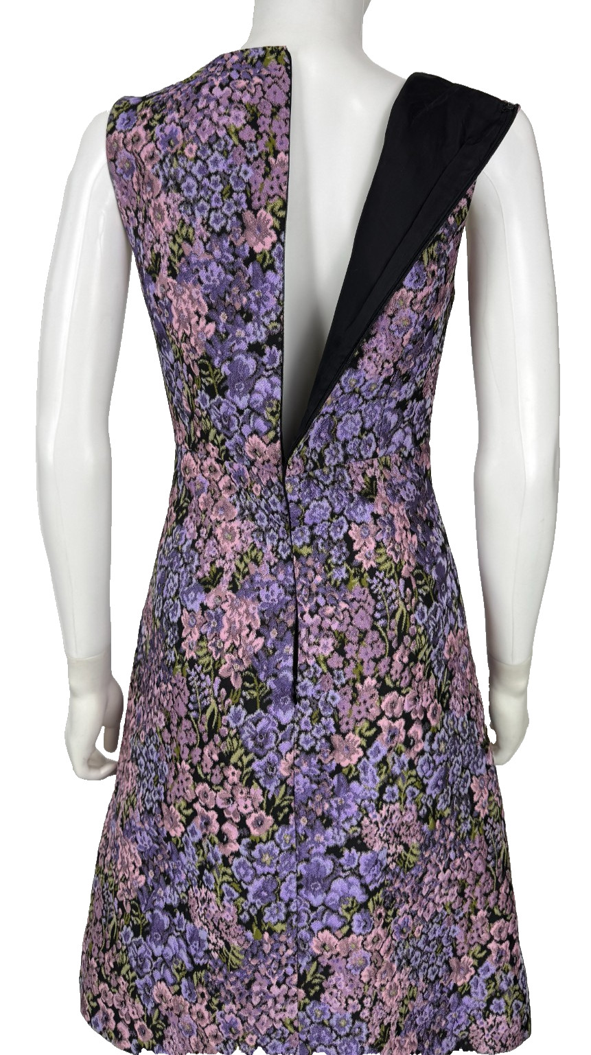 $1.7K Michael Kors Collection Jacquard Lilac Floral Dress 4 US 40 S Lined Runway