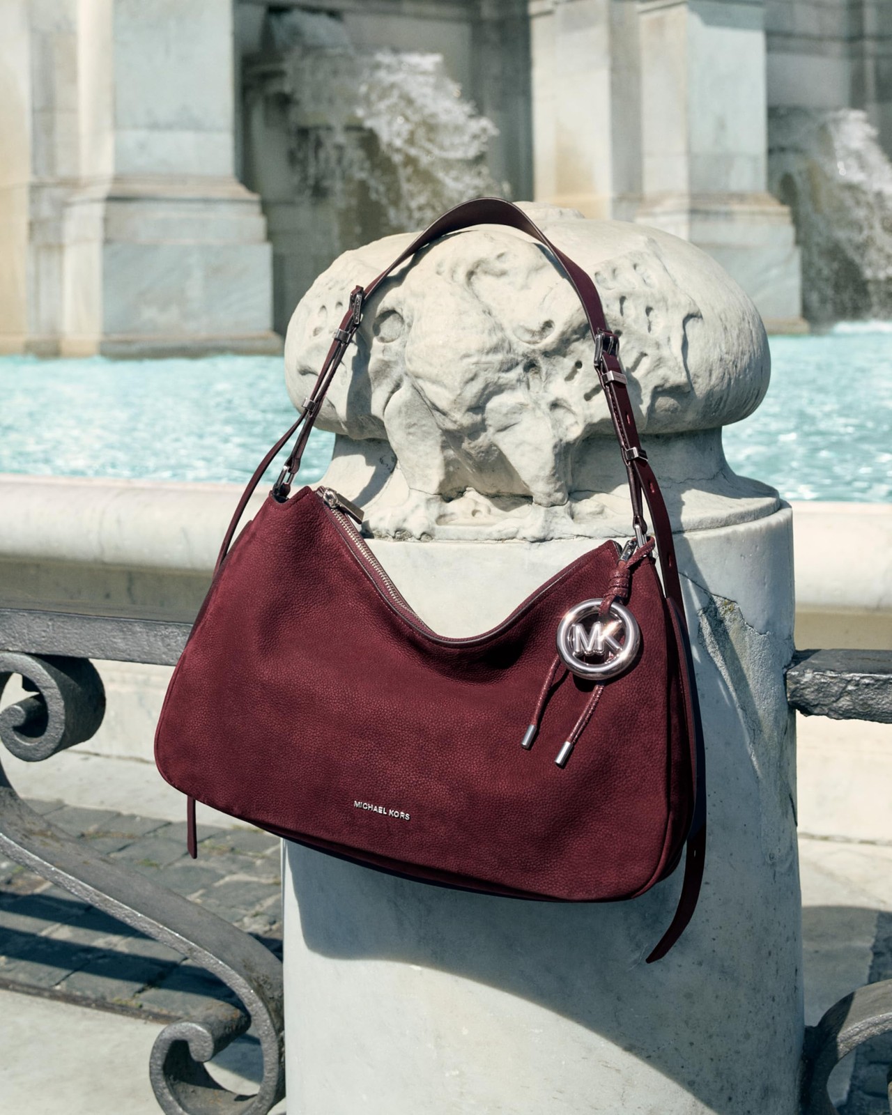 Michael Kors Nolita Medium Top Zip Convertible Shoulder, Silver-Tone