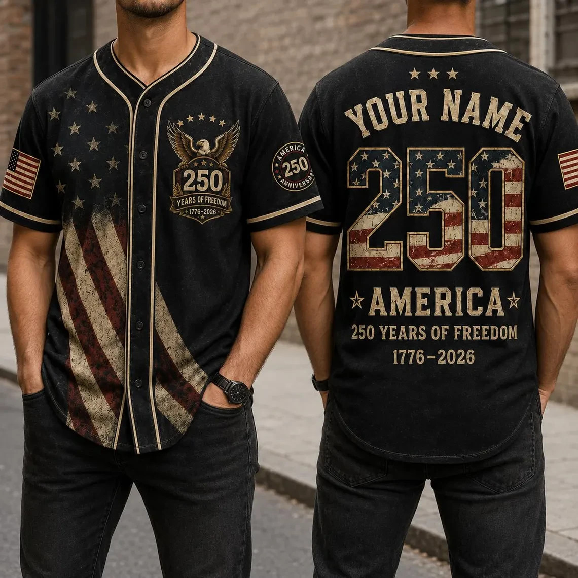 Personalized USA 250th Anniversary Baseball Jersey, Custom Name Number 1776-2026